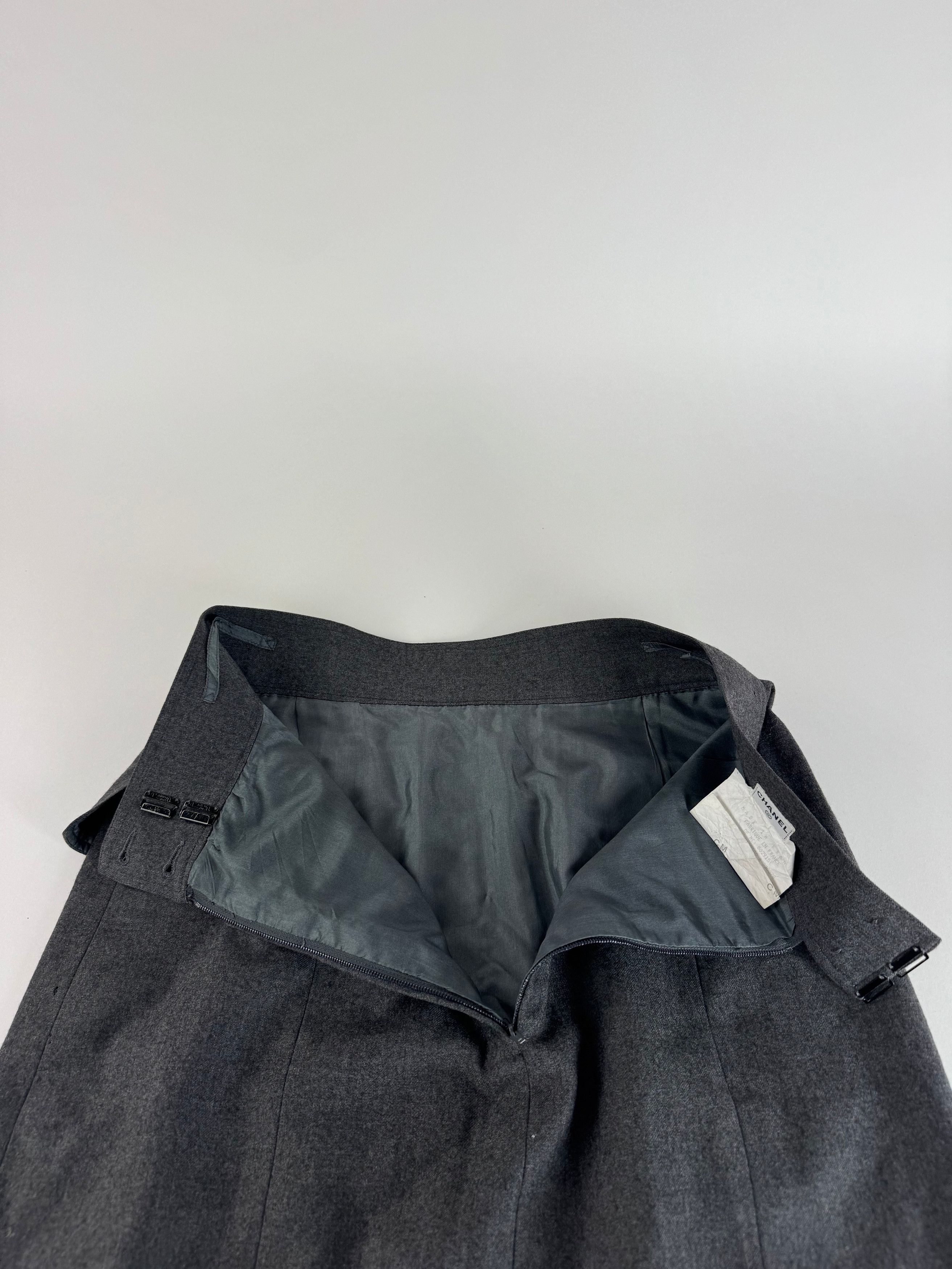 Chanel Vintage Wool Skirt Grey 36/S Size 27" / US 4 / IT 40 - 12 Thumbnail