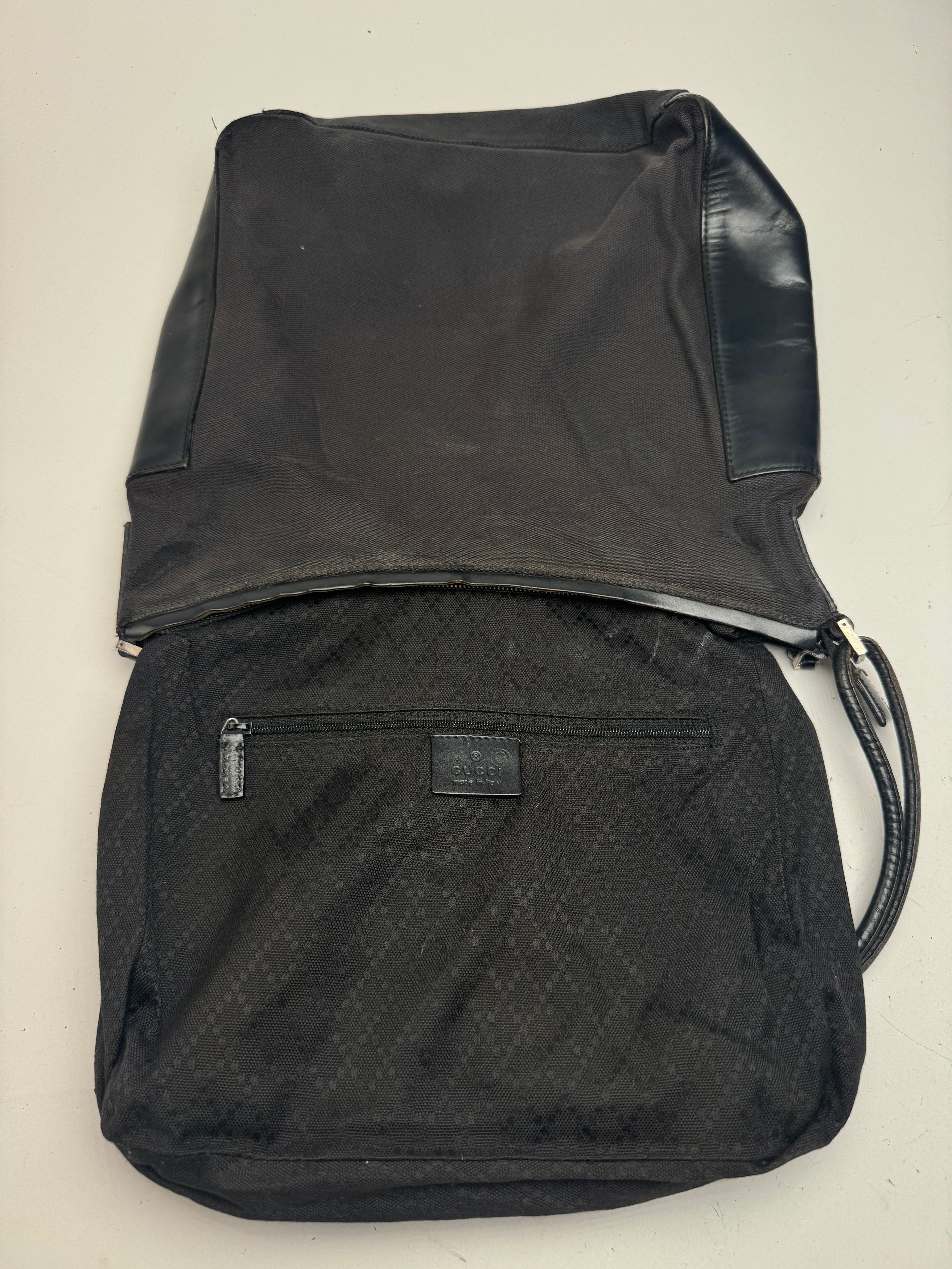 Gucci Vintage Leather cotton Bag black Size ONE SIZE - 3 Thumbnail
