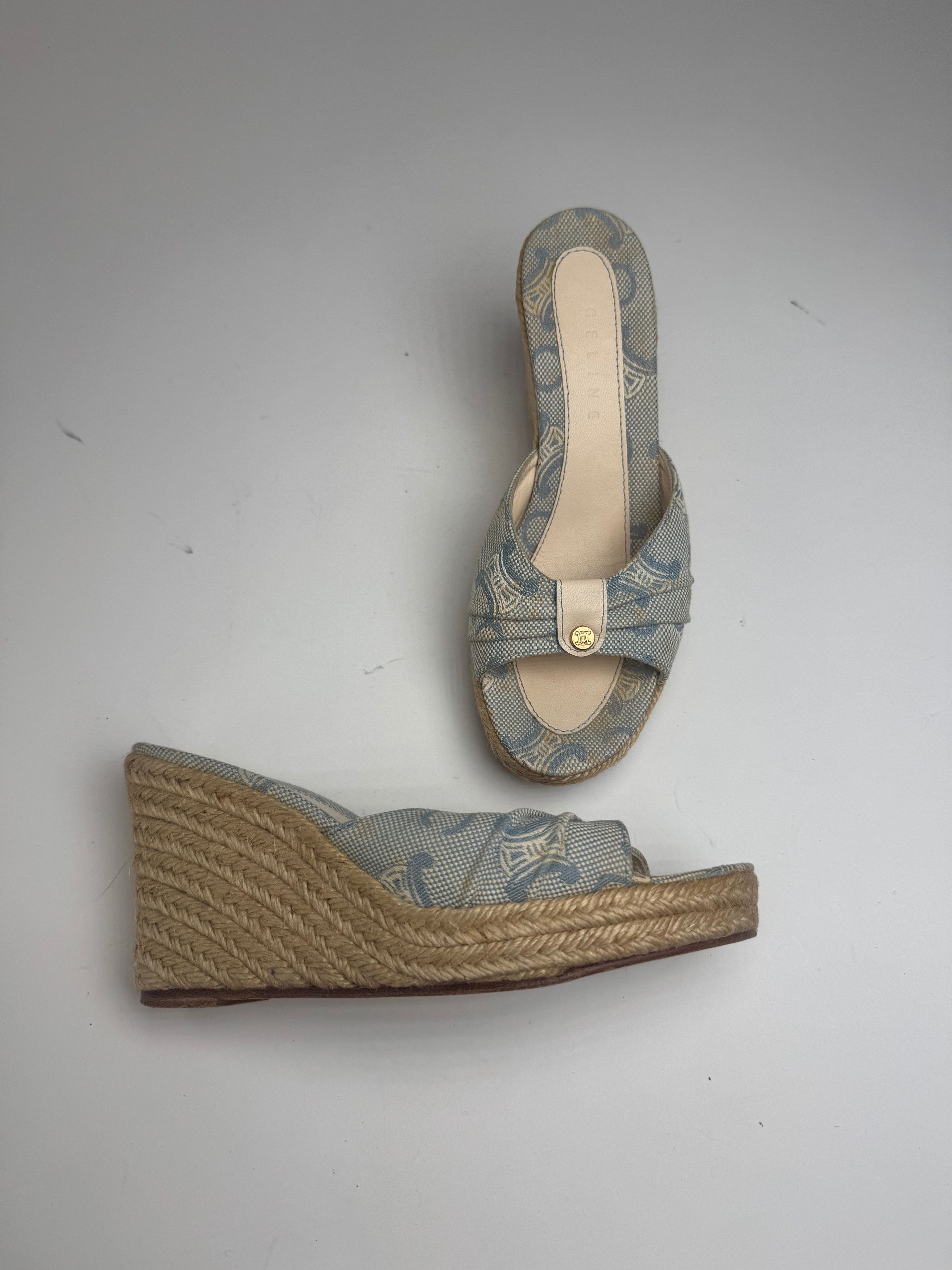 Celine Vintage Paris Monogram pumps blue beige EU36 Size US 5 / IT 35 - 9 Thumbnail