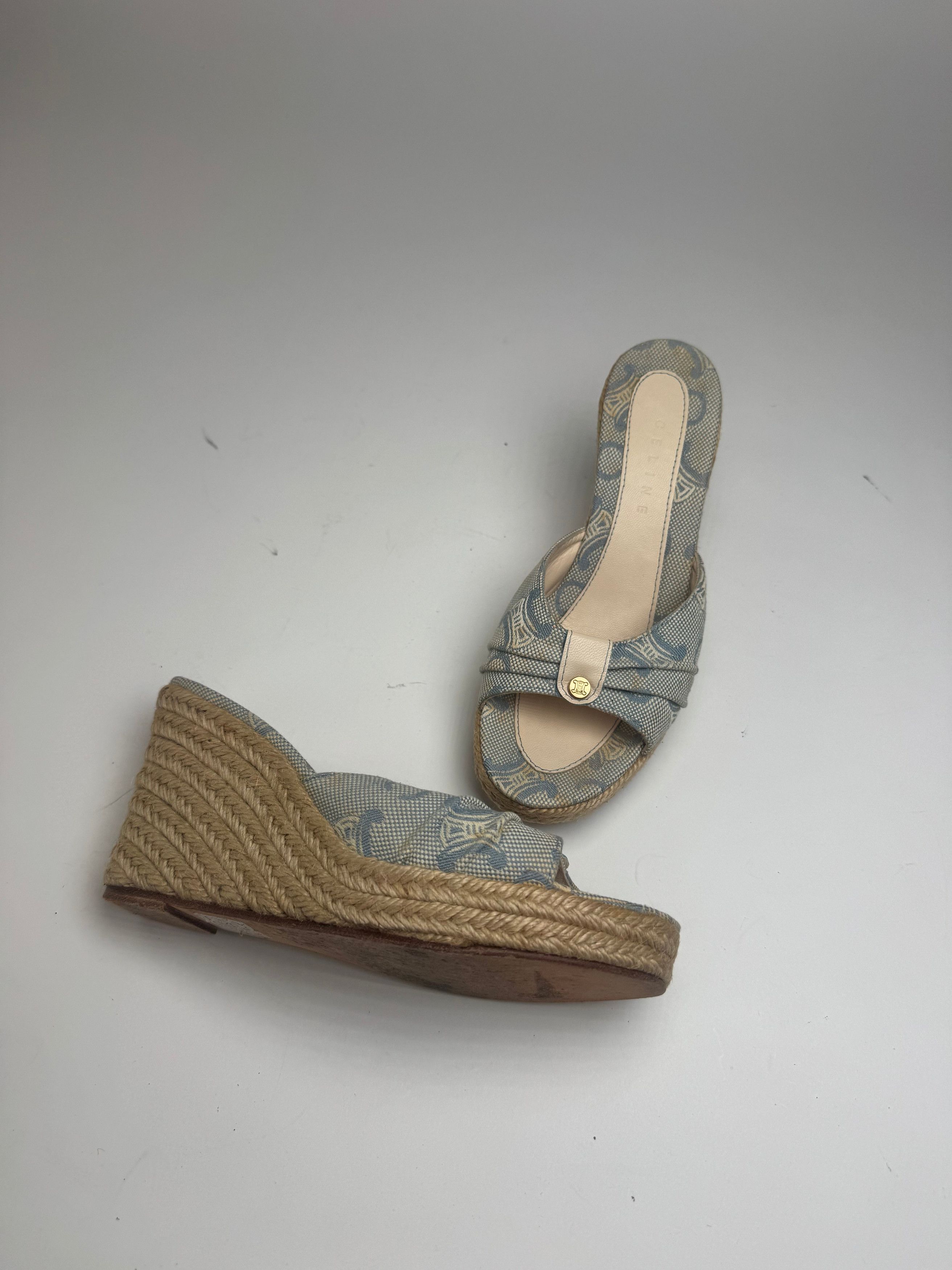 Celine Vintage Paris Monogram pumps blue beige EU36 Size US 5 / IT 35 - 14 Thumbnail