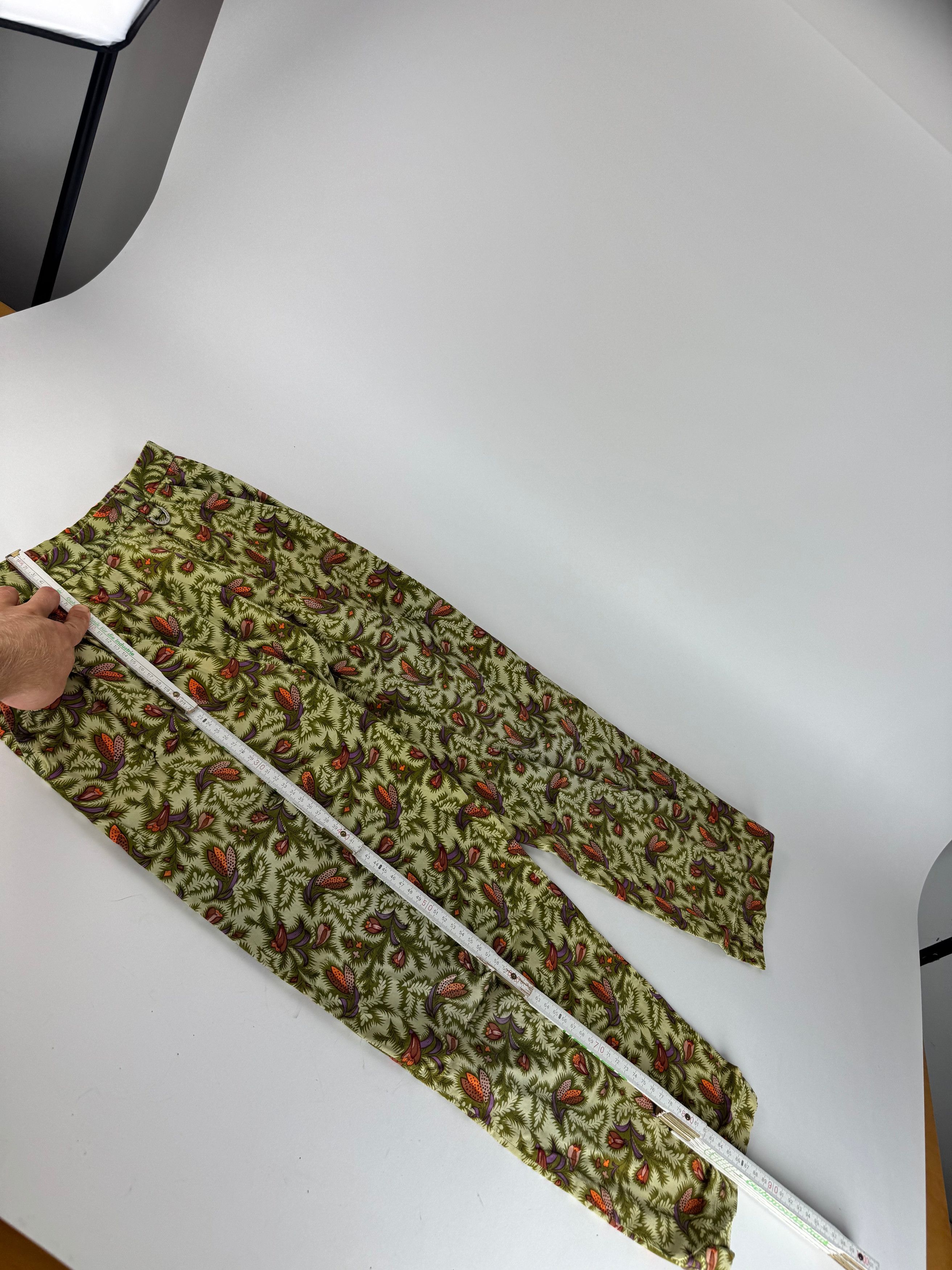 Dior Vintage Floral Pants green orange L Size 34" / US 12 / IT 48 - 3 Thumbnail
