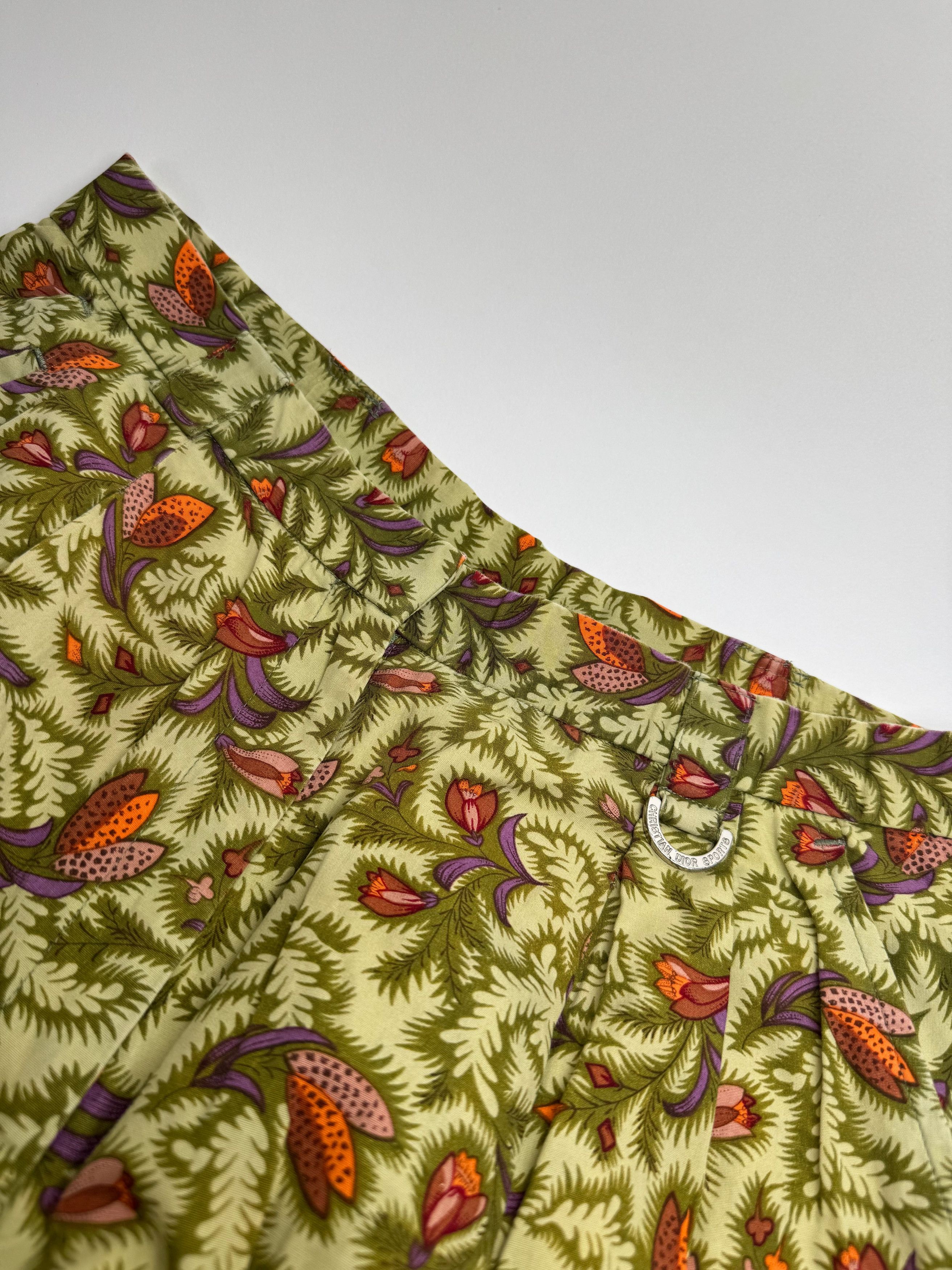 Dior Vintage Floral Pants green orange L Size 34" / US 12 / IT 48 - 2 Thumbnail