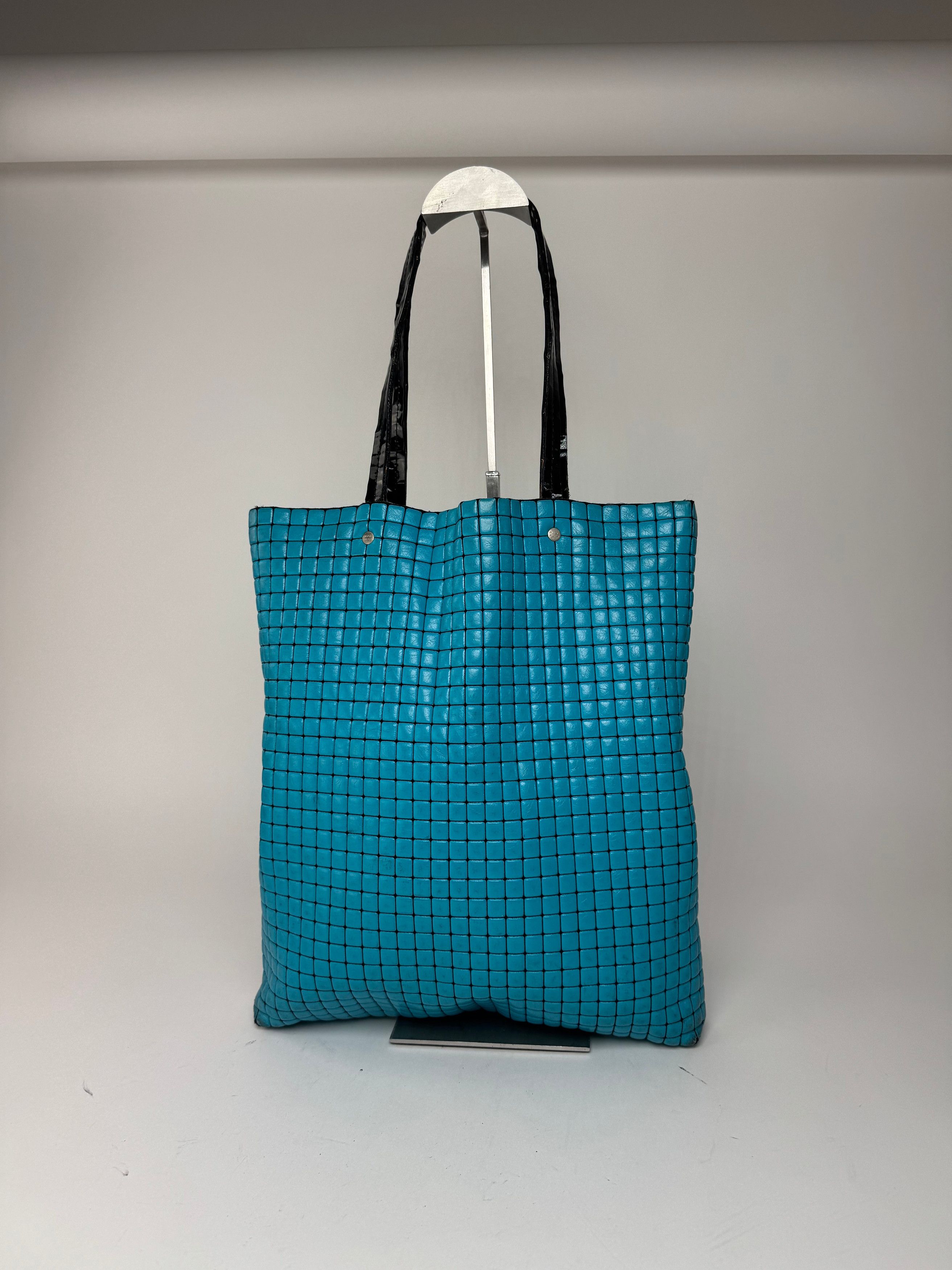 Issey Miyake Vintage Pleats Please Tote Blue Black Size ONE SIZE - 9 Thumbnail