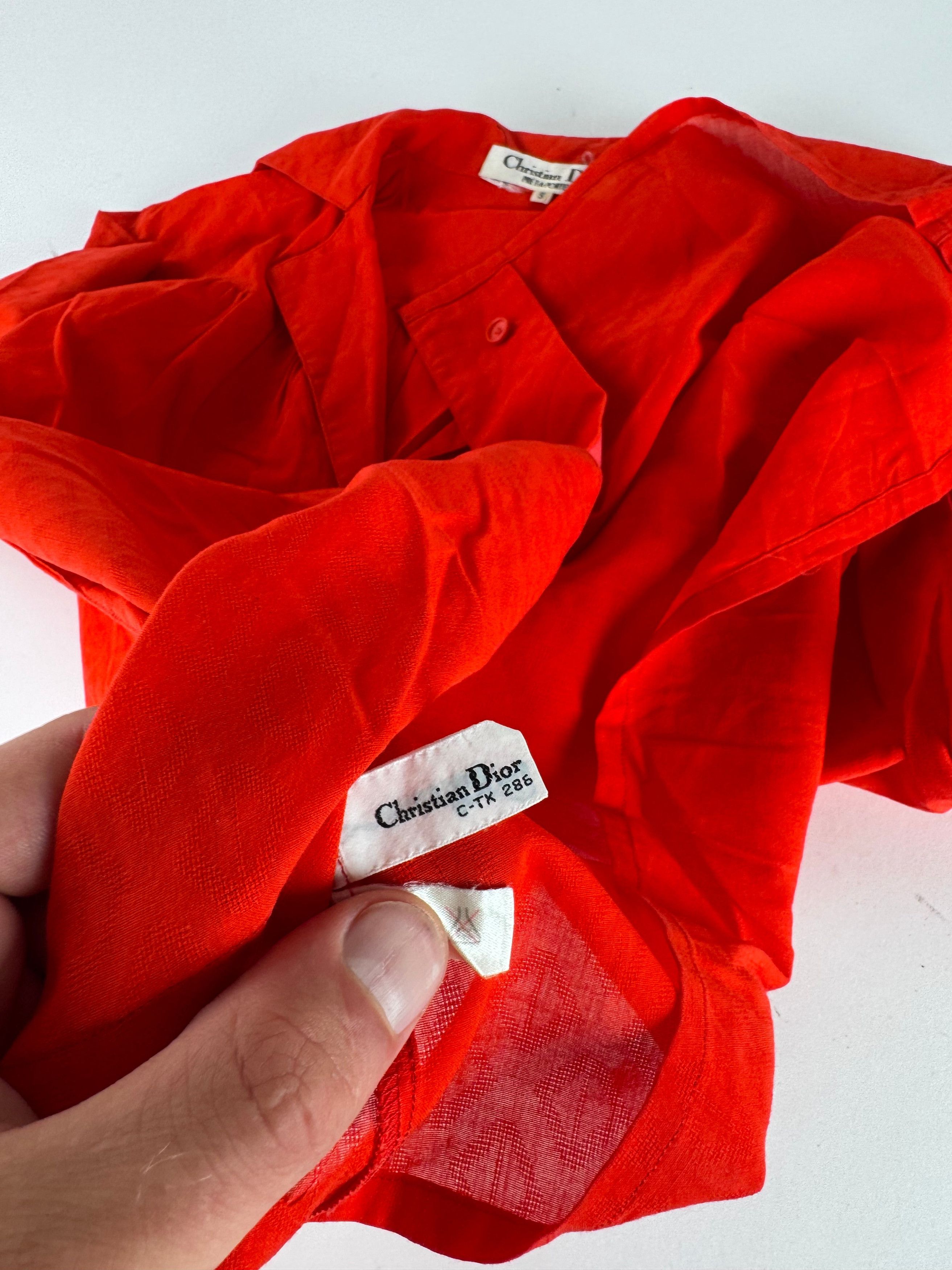 Dior Vintage Shirt Red M Size S / US 4 / IT 40 - 9 Thumbnail