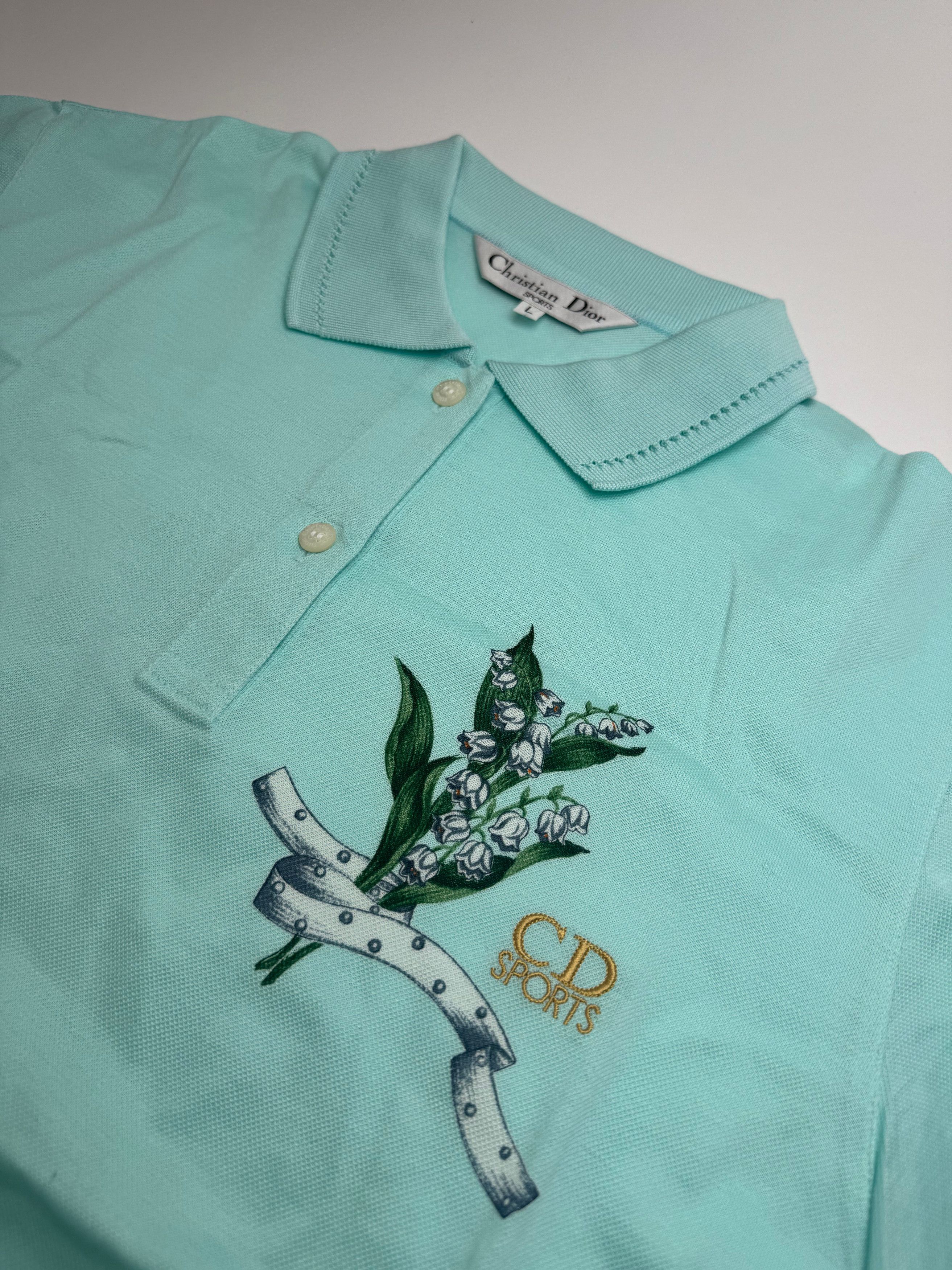Dior Vintage Polo Shirt Turquoise L Size L / US 10 / IT 46 - 5 Thumbnail