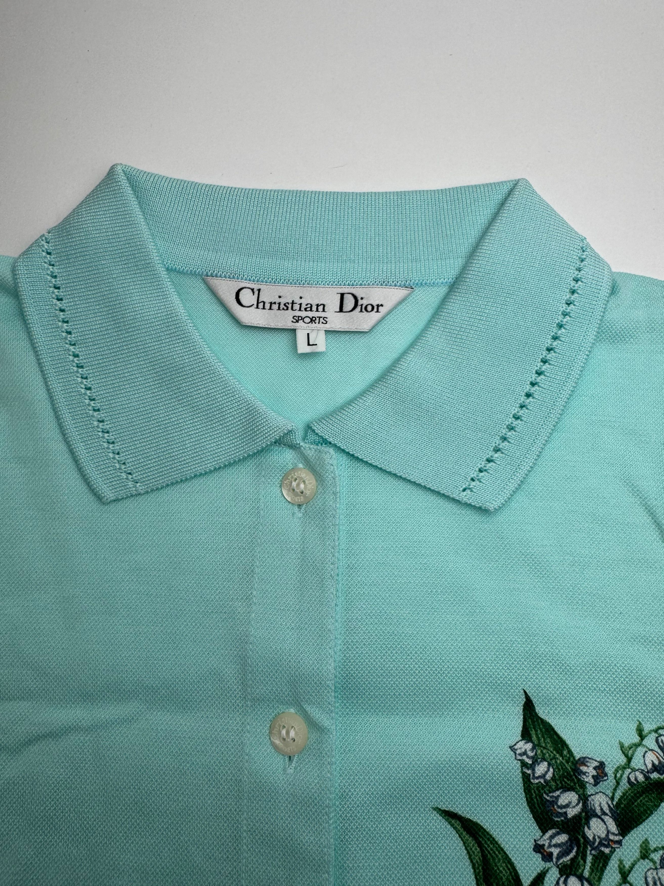Dior Vintage Polo Shirt Turquoise L Size L / US 10 / IT 46 - 6 Thumbnail
