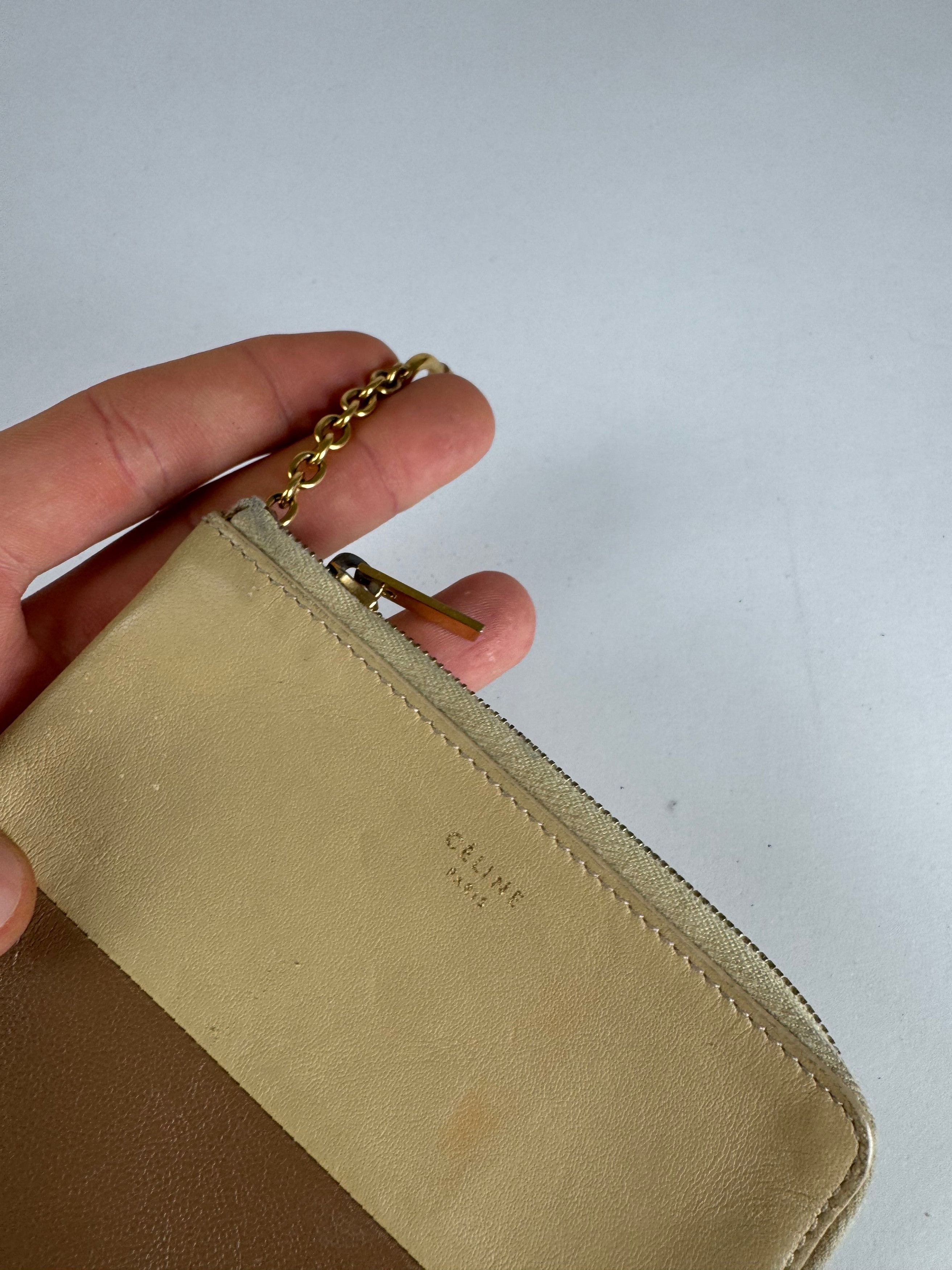 Celine Vintage Paris Leather Card Holder Beige Brown Size ONE SIZE - 3 Thumbnail