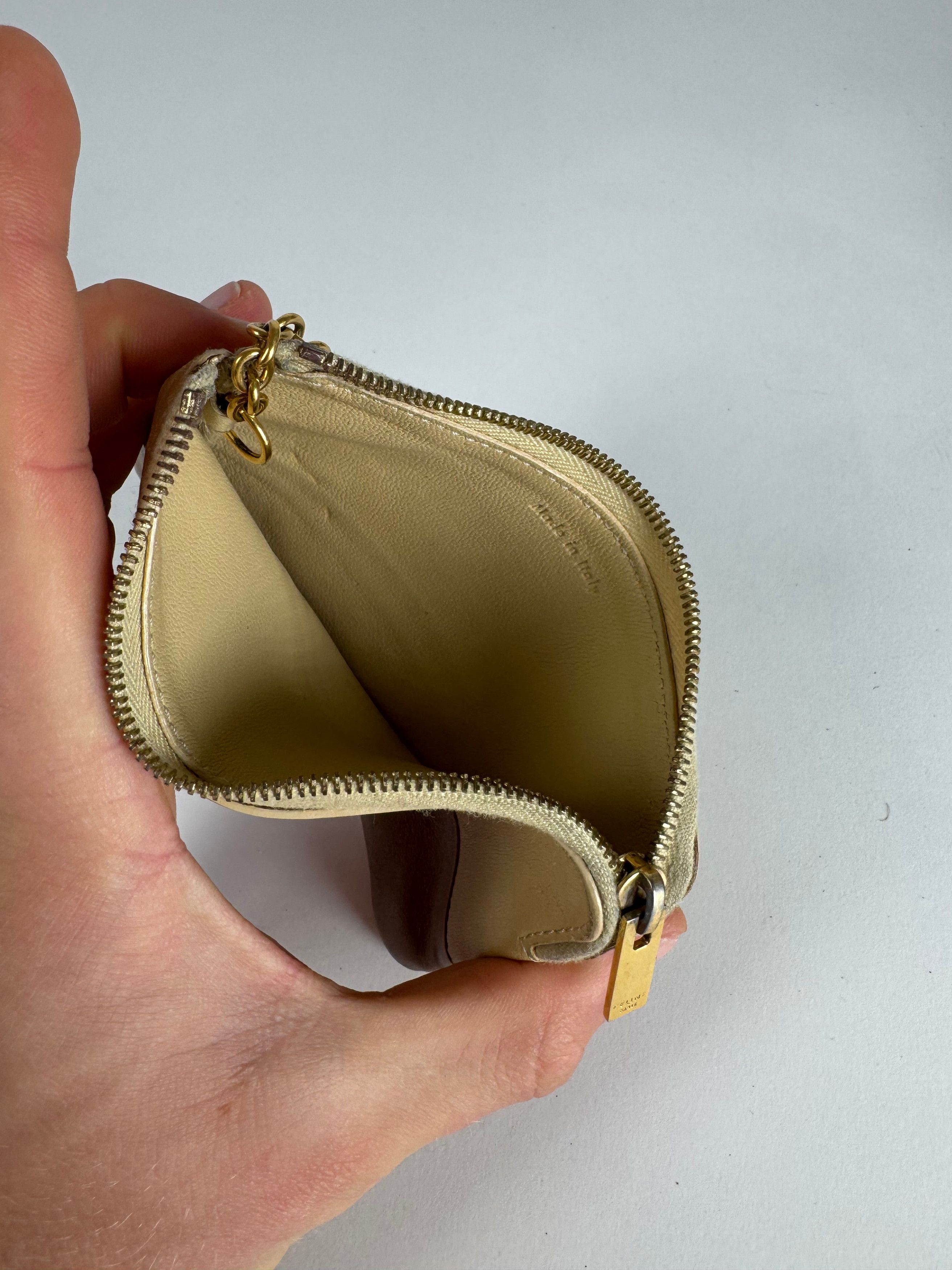 Celine Vintage Paris Leather Card Holder Beige Brown Size ONE SIZE - 4 Thumbnail