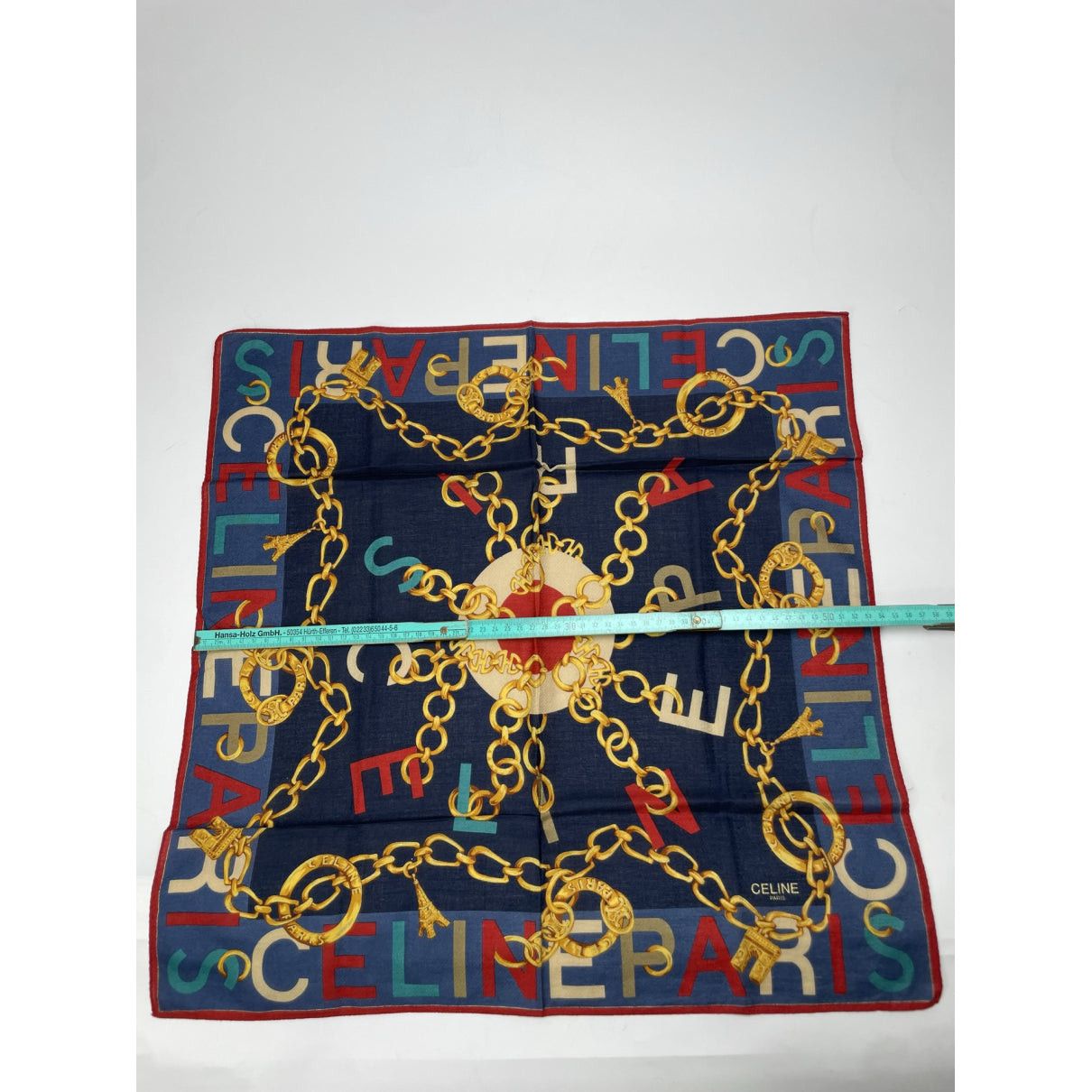 Celine Blue Silk Scarf Size ONE SIZE - 5 Thumbnail