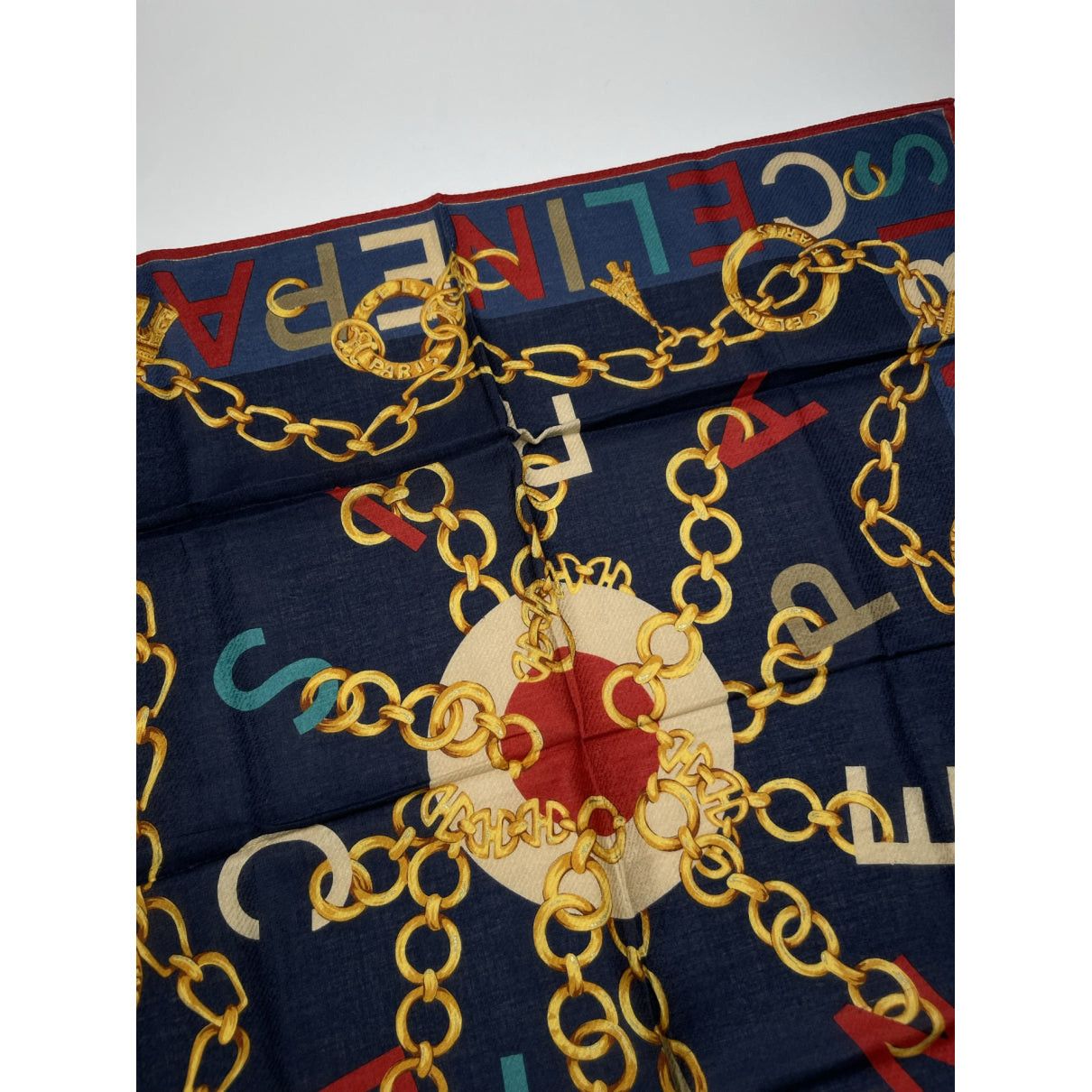 Celine Blue Silk Scarf Size ONE SIZE - 4 Thumbnail
