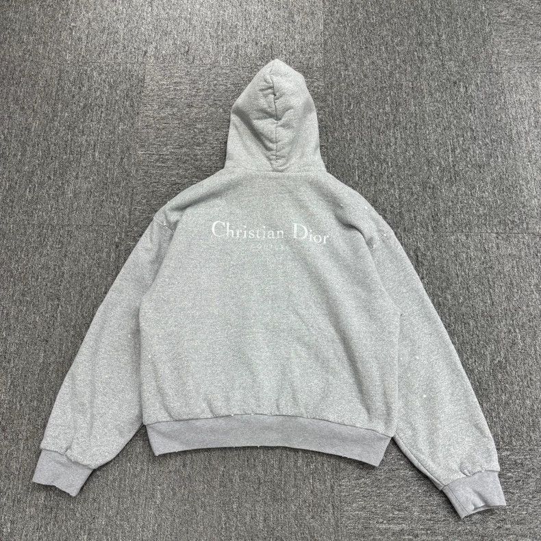Dior Dior Distressed Logo Hoodie Sweatshirt Size US L / EU 52-54 / 3 - 2 Thumbnail