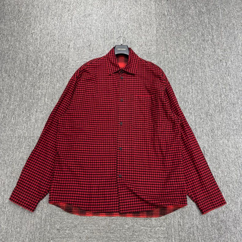 Balenciaga Balenciaga Red Plaid Double-Sided Shirt Size US S / EU 44-46 / 1 - 3 Thumbnail