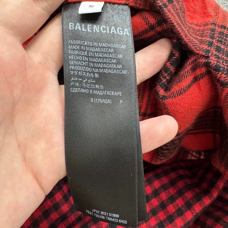 Balenciaga Balenciaga Red Plaid Double-Sided Shirt Size US S / EU 44-46 / 1 - 6 Thumbnail