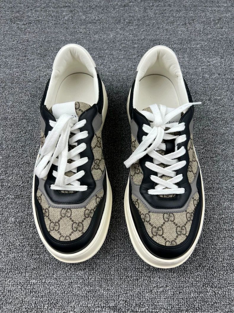 Gucci Gucci Gray Logo Print Low-Top Sneakers Size US 8 / EU 41 - 3 Thumbnail