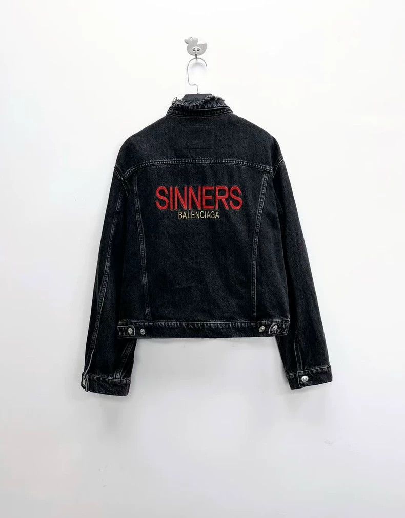 Balenciaga Balenciaga Black Distressed Denim Jacket Size US M / EU 48-50 / 2 - 2 Thumbnail