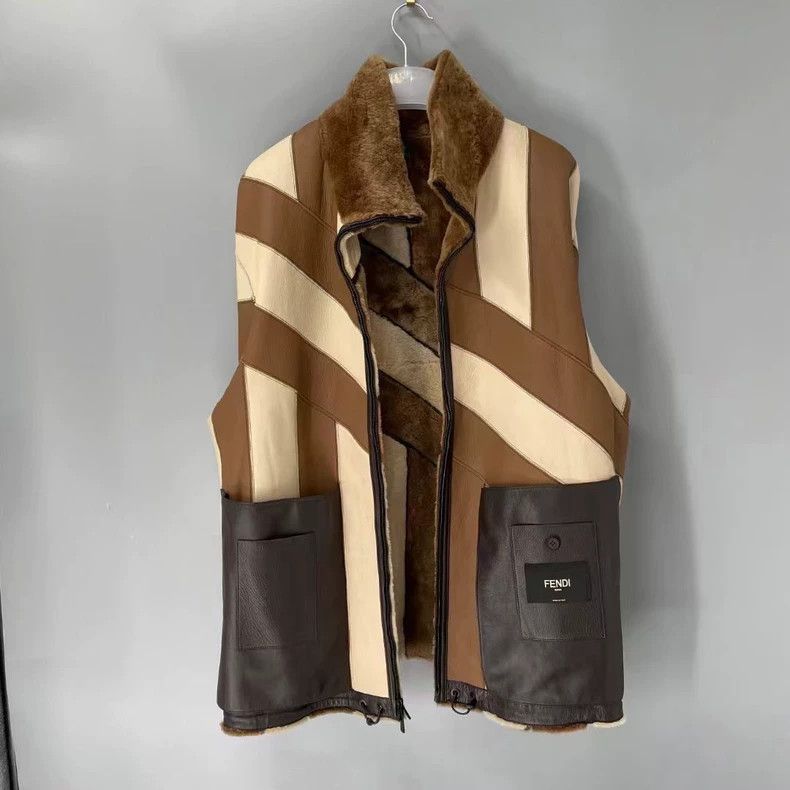 Fendi Fendi Colorblock Shearling Fur Jacket Size US L / EU 52-54 / 3 - 3 Thumbnail