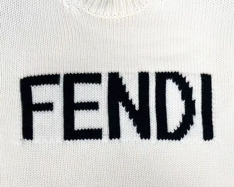 Fendi Fendi Beige Logo Intarsia Knit Sweater Size US L / EU 52-54 / 3 - 4 Thumbnail