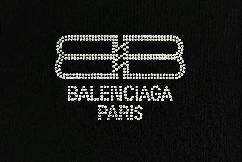 Balenciaga Balenciaga Black Crystal Logo Short Sleeve Tee Size US XS / EU 42 / 0 - 4 Thumbnail