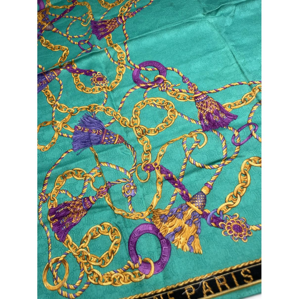 Celine Green Silk Scarf Size ONE SIZE - 3 Thumbnail