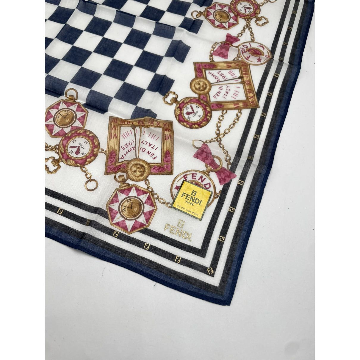 Fendi Navy Silk Scarf Size ONE SIZE - 2 Thumbnail