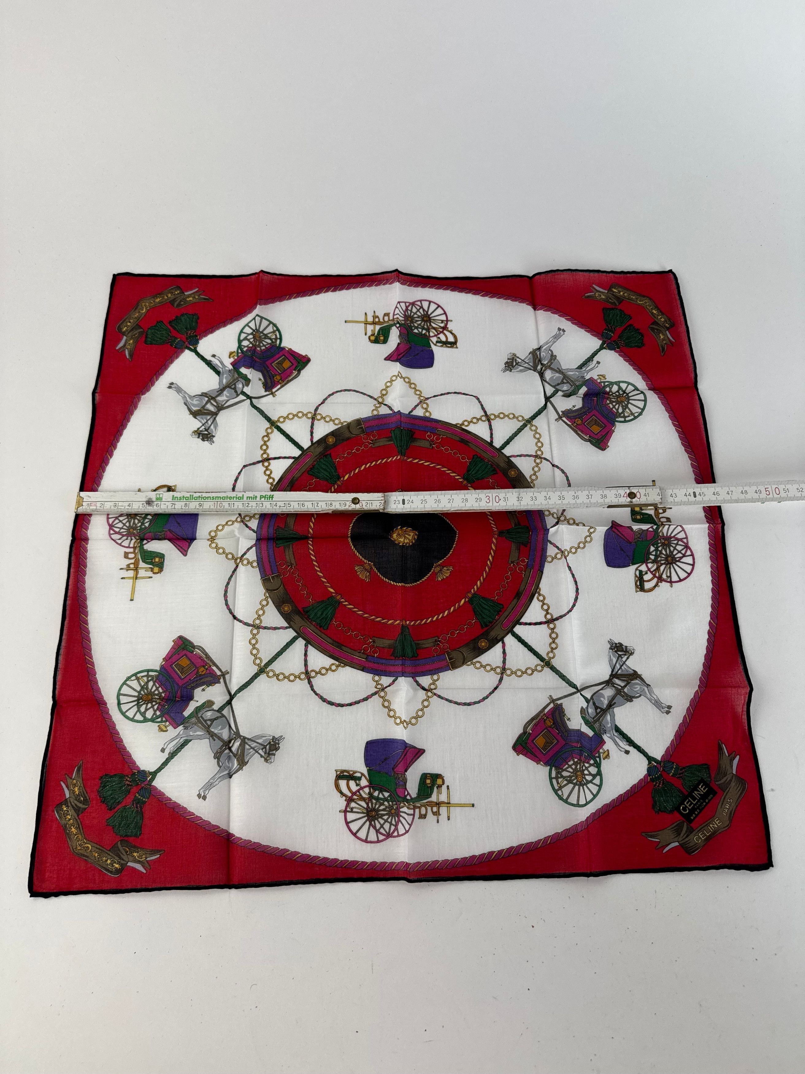Celine Vintage Scarf red black white Size ONE SIZE - 2 Thumbnail