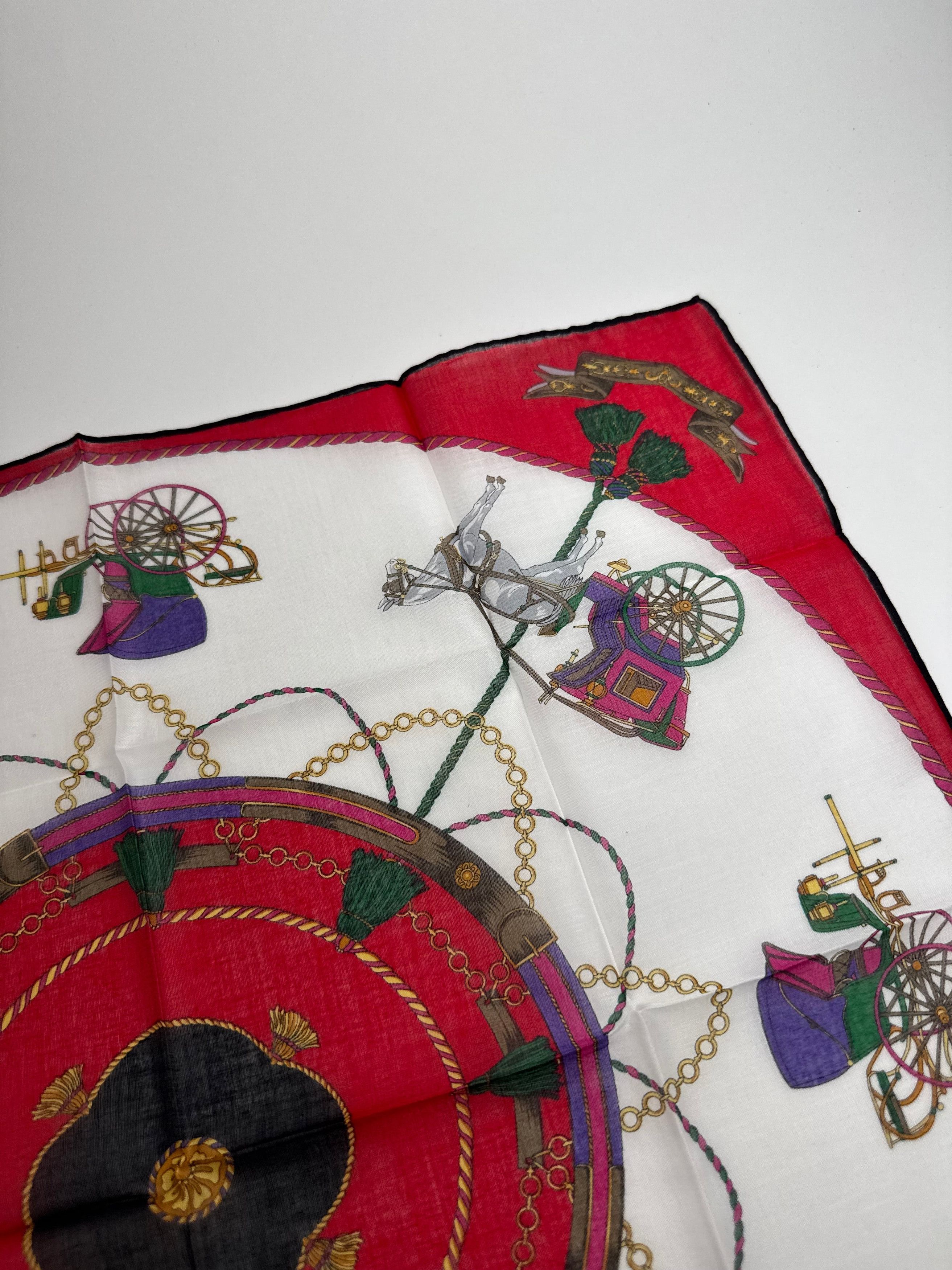 Celine Vintage Scarf red black white Size ONE SIZE - 7 Thumbnail