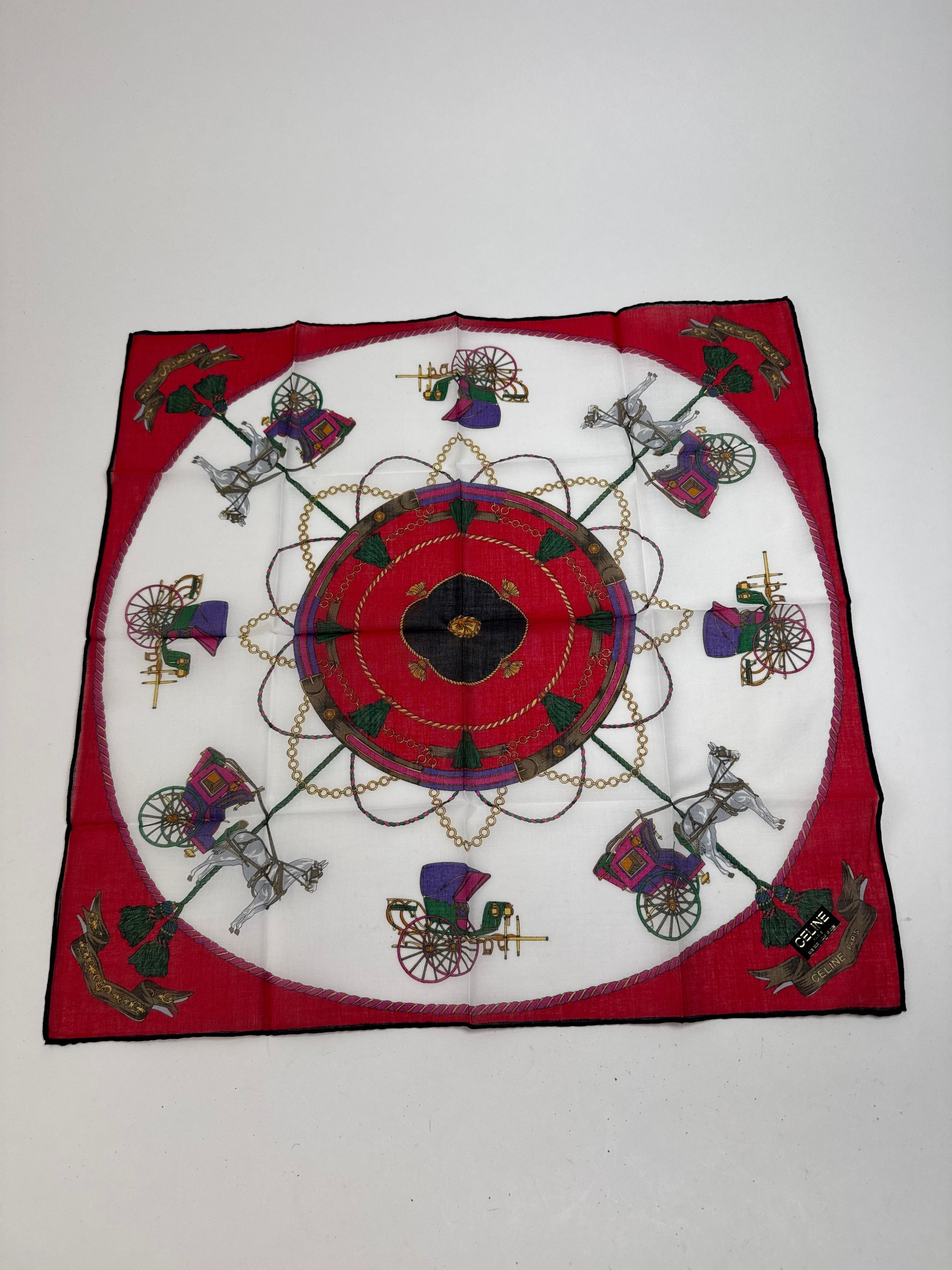 Celine Vintage Scarf red black white Size ONE SIZE - 4 Thumbnail