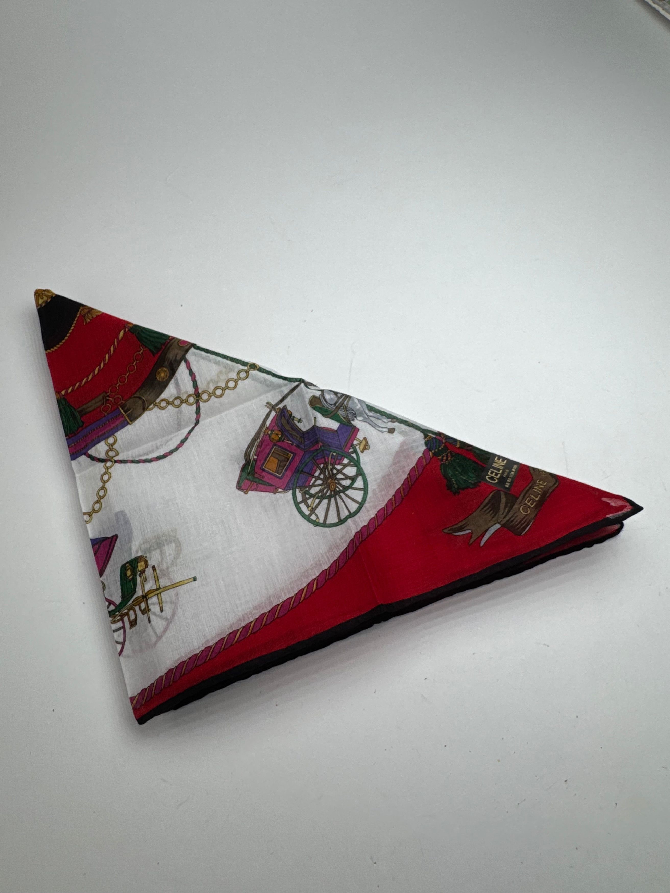 Celine Vintage Scarf red black white Size ONE SIZE - 9 Thumbnail
