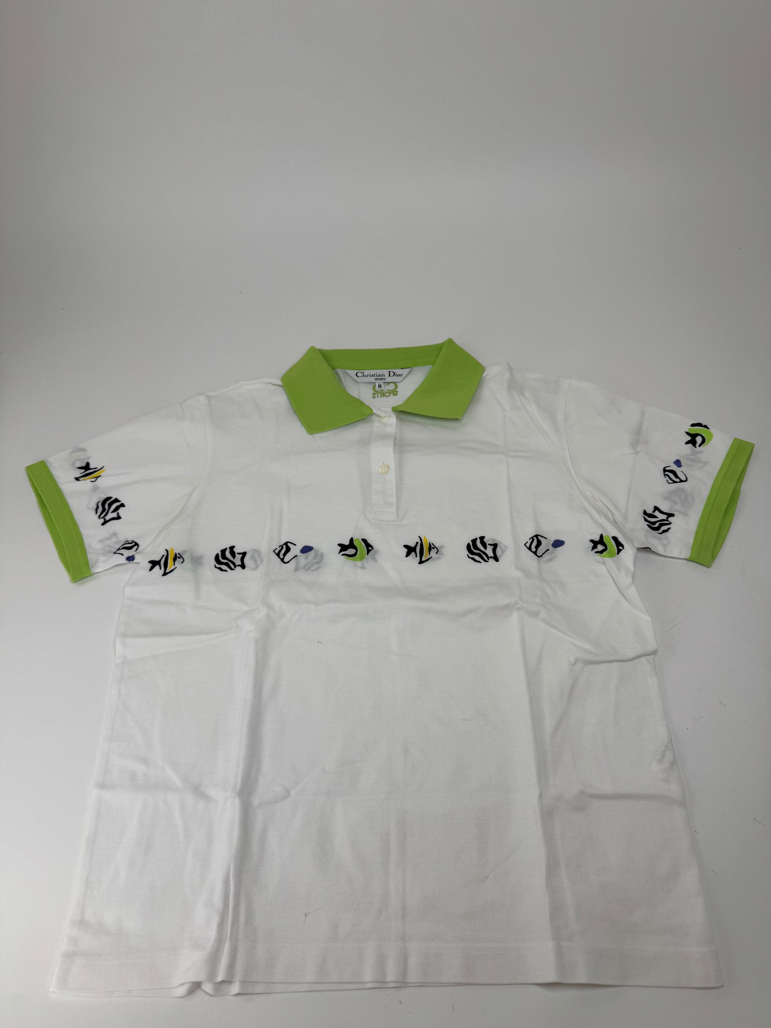 Dior Vintage Polo Shirt White Green M Size M / US 6-8 / IT 42-44 - 4 Thumbnail