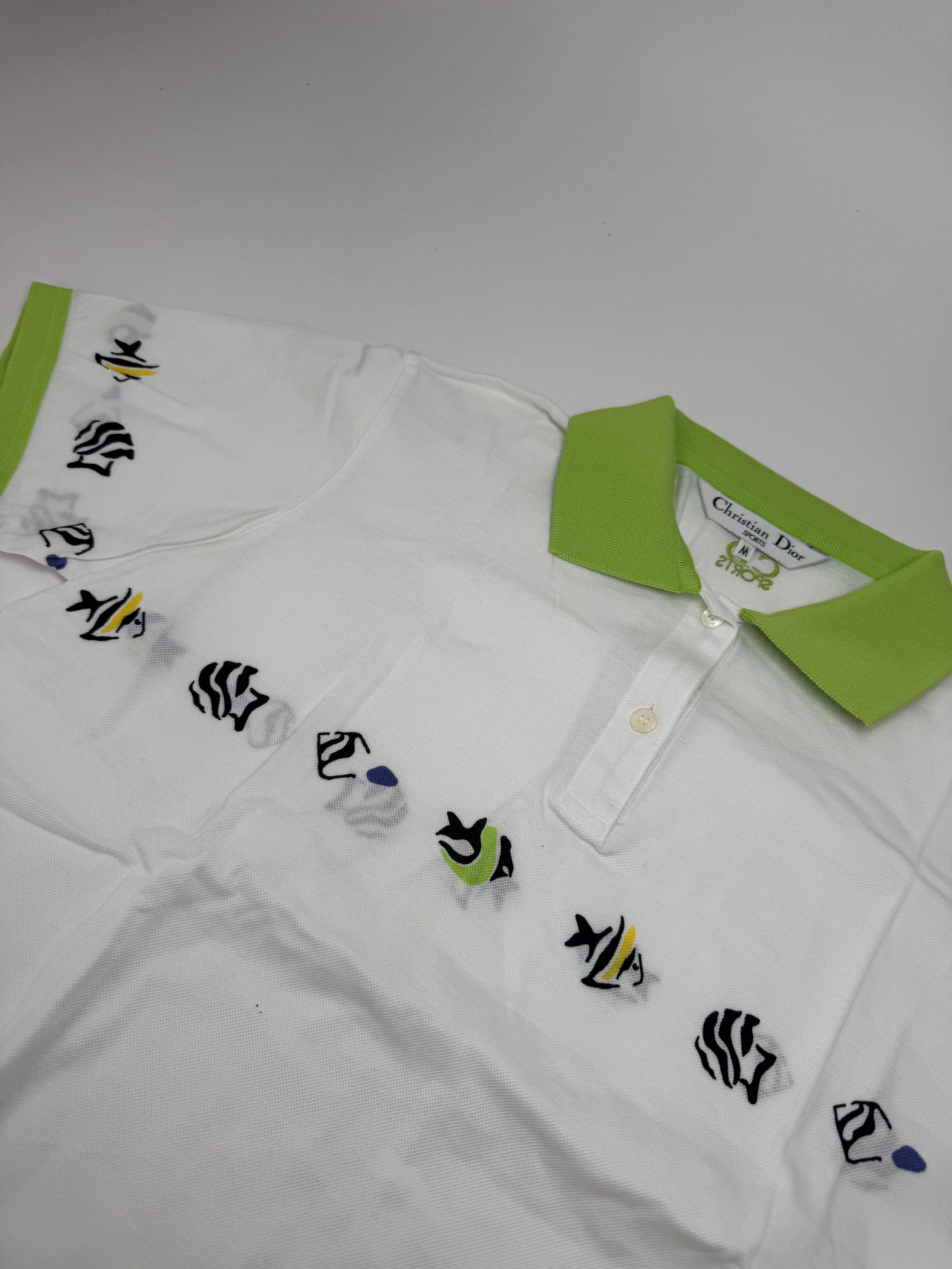 Dior Vintage Polo Shirt White Green M Size M / US 6-8 / IT 42-44 - 6 Thumbnail