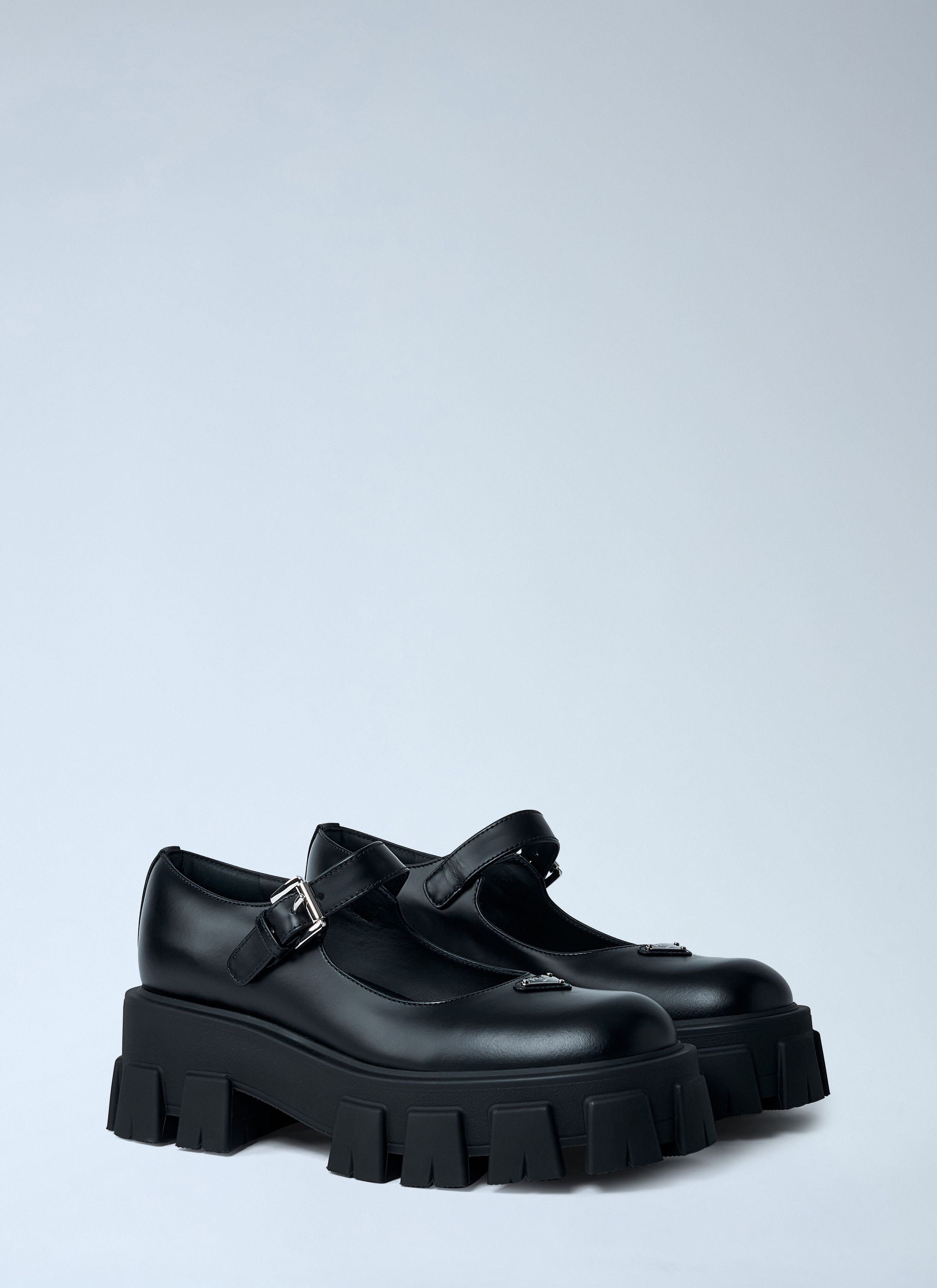 Prada Leather Logo Plaque Platform Flats Size US 10 / IT 40 - 2 Thumbnail