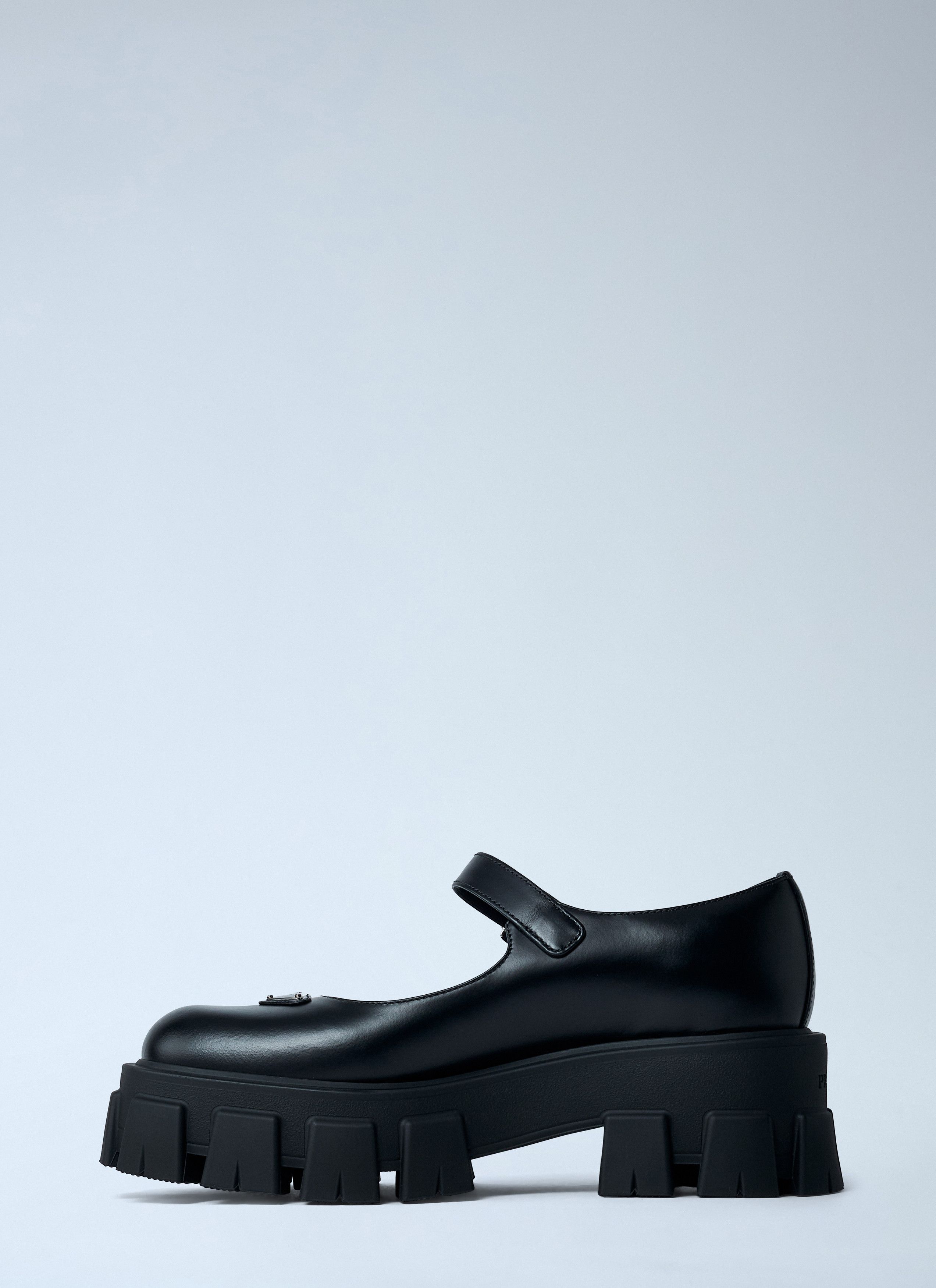 Prada Leather Logo Plaque Platform Flats Size US 10 / IT 40 - 3 Thumbnail