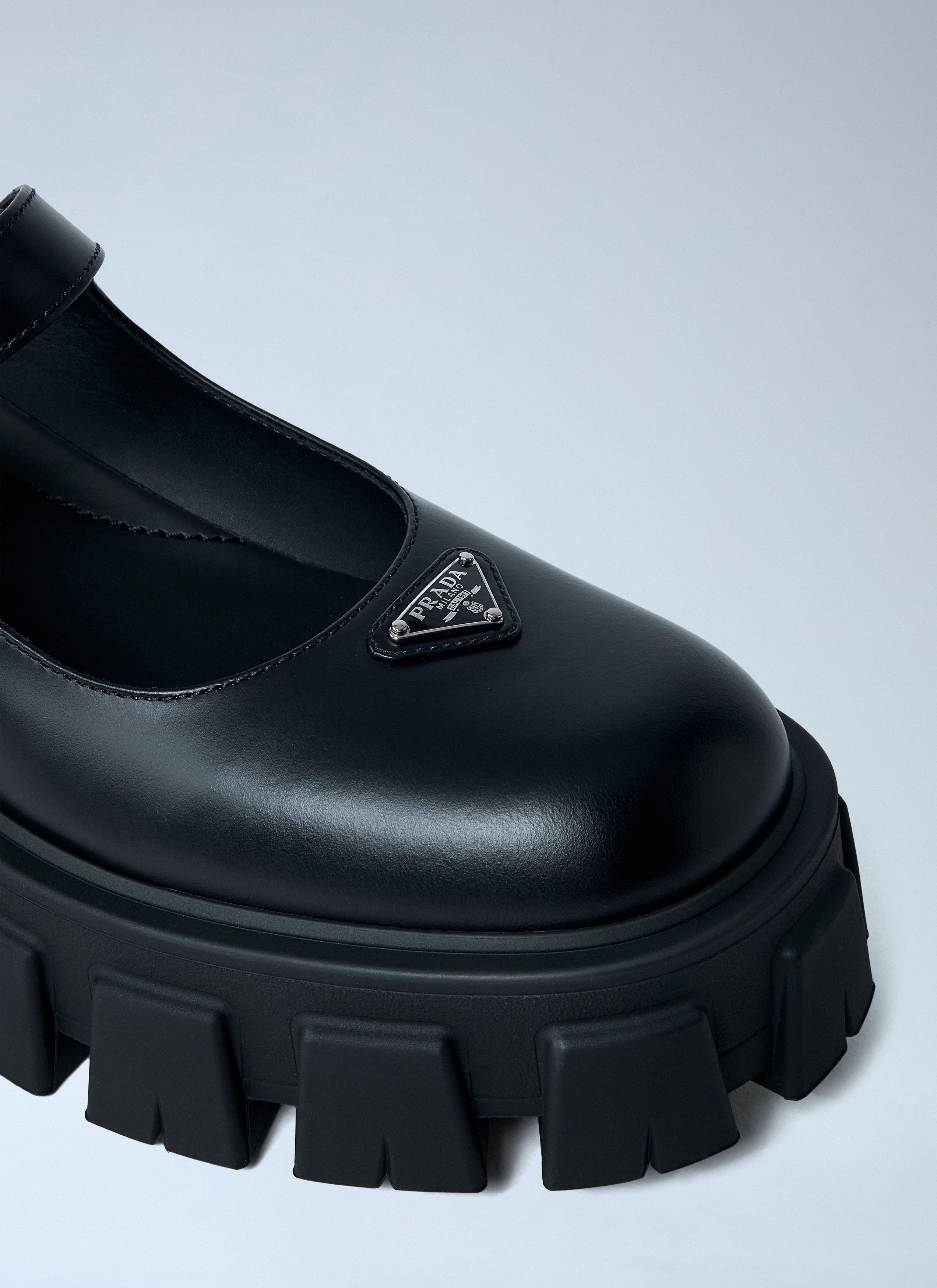 Prada Leather Logo Plaque Platform Flats Size US 10 / IT 40 - 5 Thumbnail