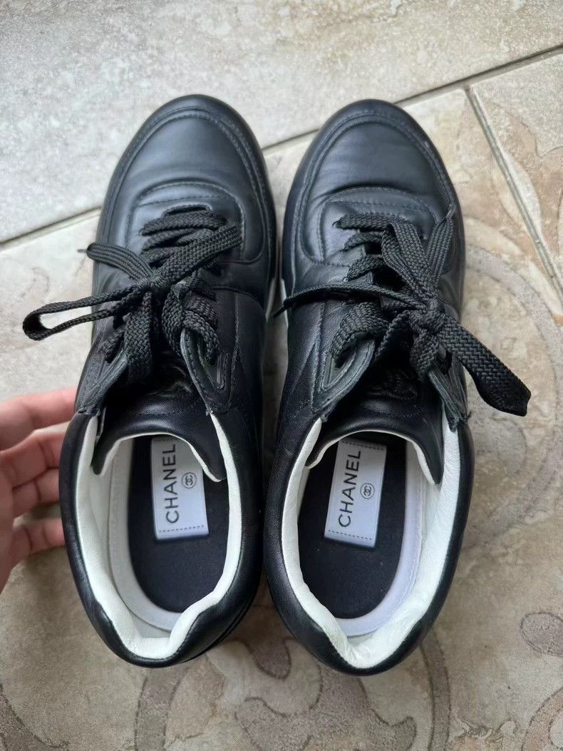 Chanel Chanel 23K Black Leather Sneakers-yf Size US 10.5 / EU 43-44 - 3 Thumbnail