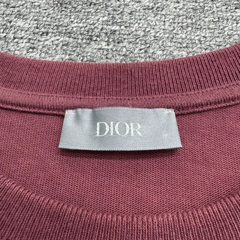 Dior Dior Burgundy Embroidered Short Sleeve Tee-yf Size US S / EU 44-46 / 1 - 3 Thumbnail