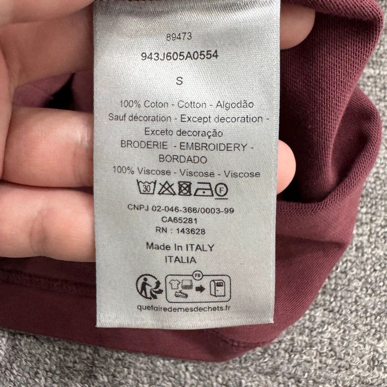 Dior Dior Burgundy Embroidered Short Sleeve Tee-yf Size US S / EU 44-46 / 1 - 4 Thumbnail