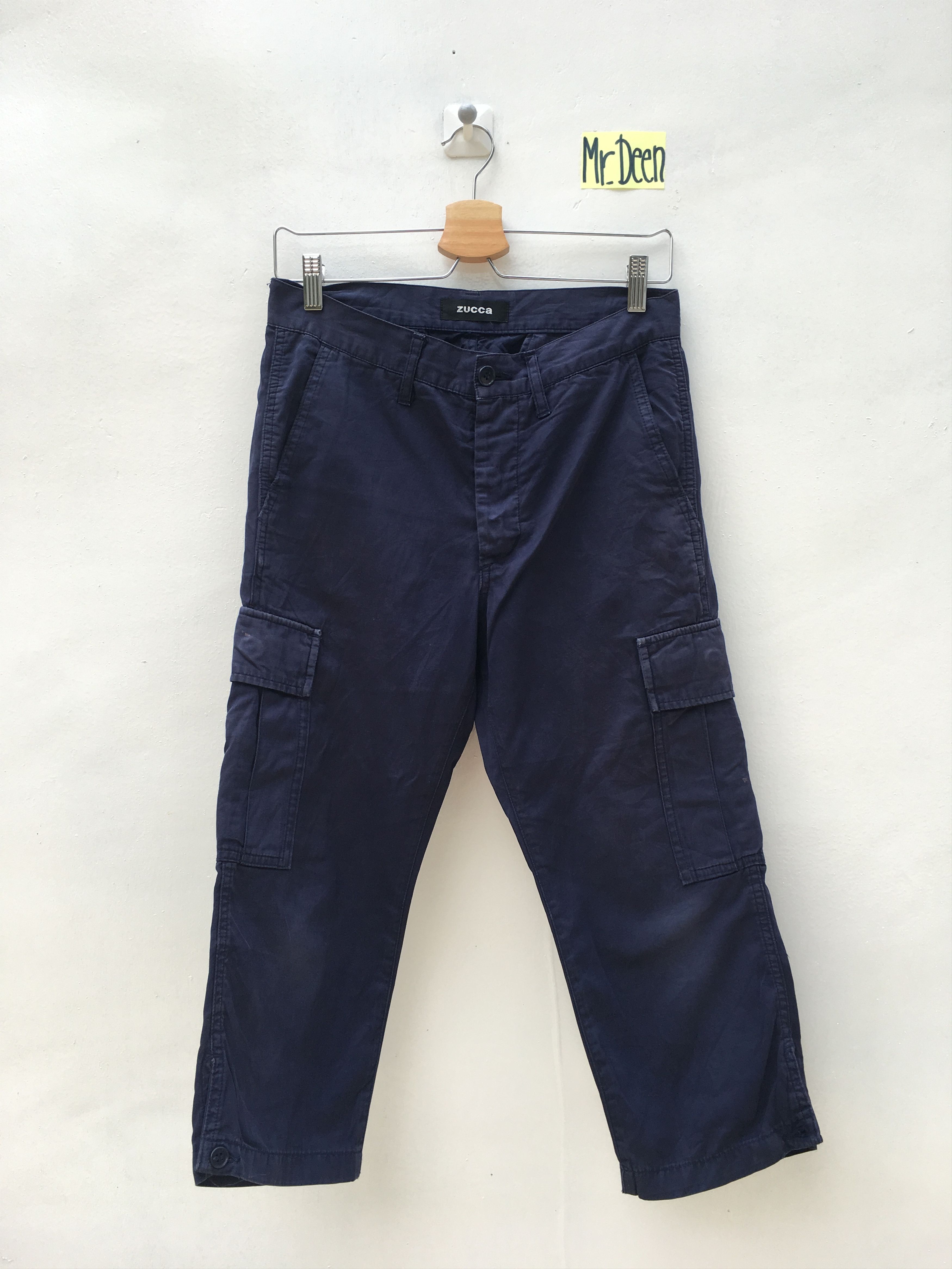 image of Vintage Cabane De Zucca Cropped Pants By Issey Miyake in Blue, Men's (Size 29)