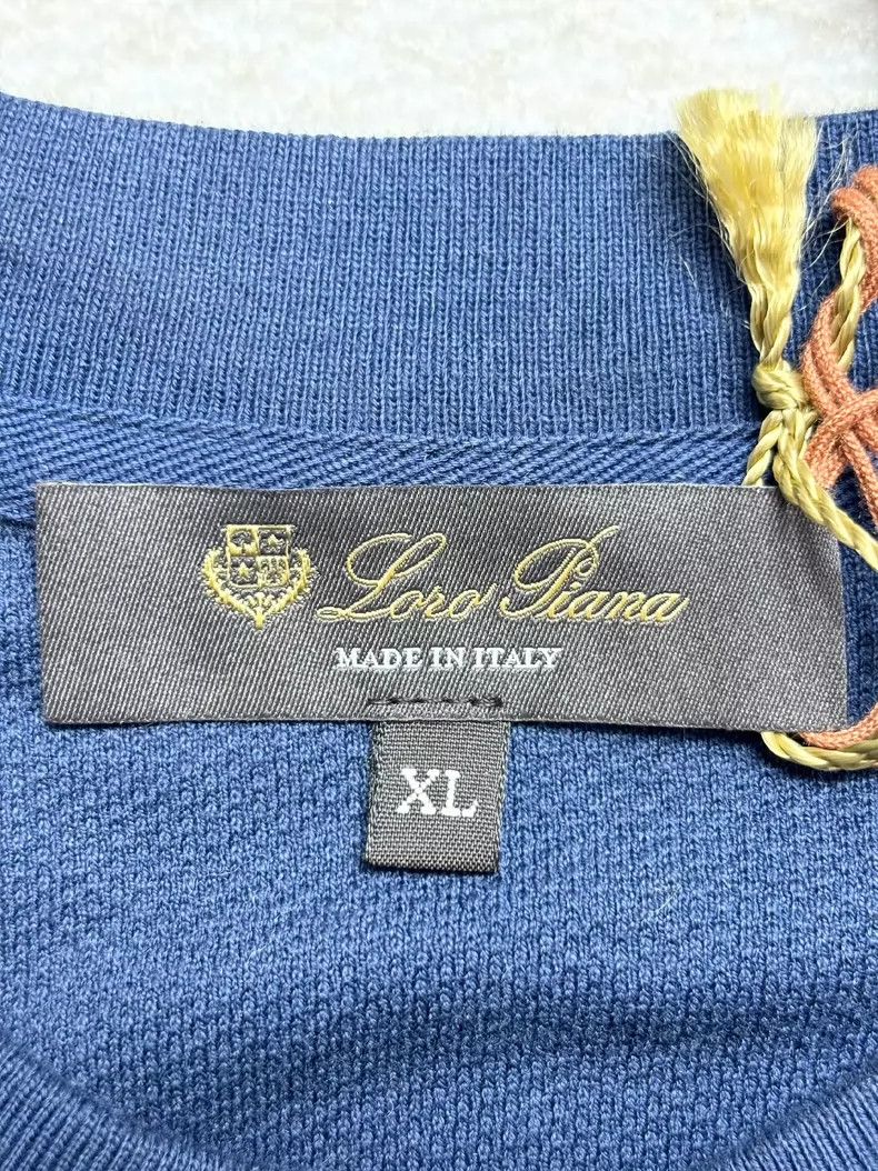 Loro Piana Blue Men's Crewneck Long-Sleeve T-Shirt