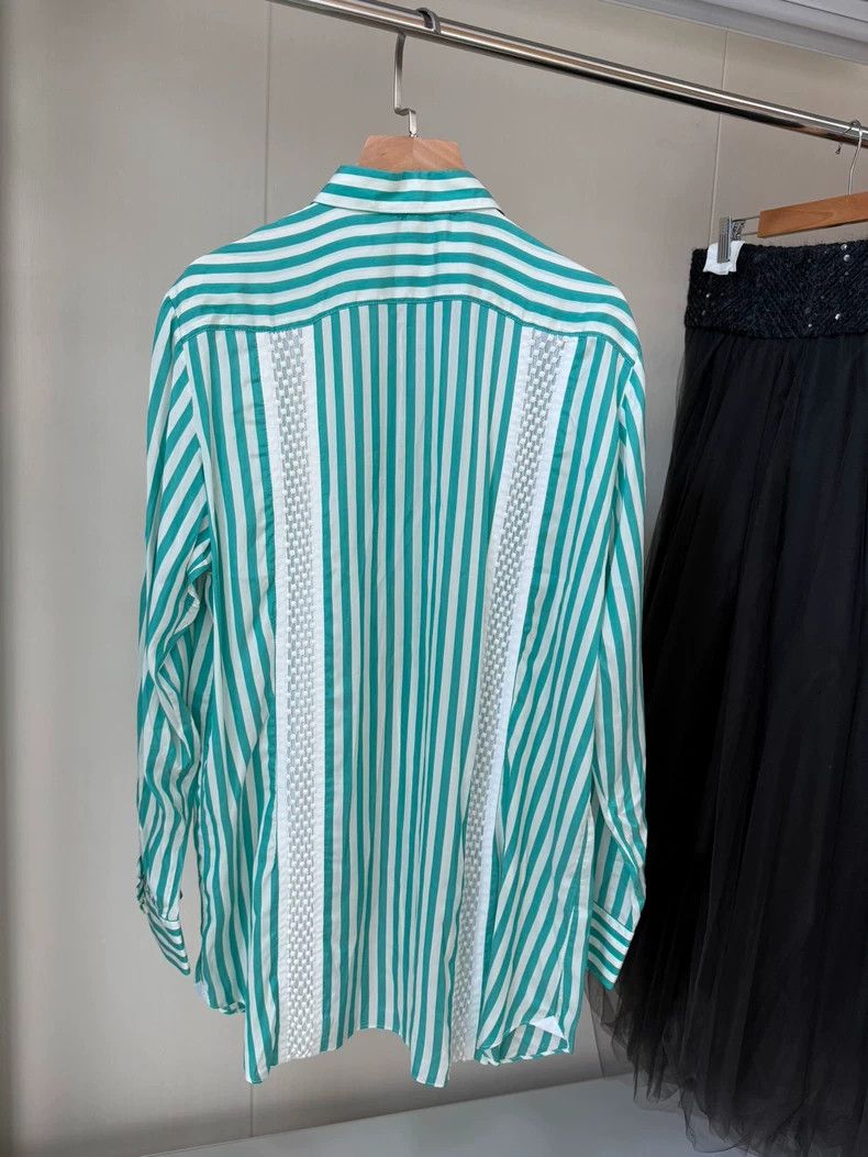 Loro Piana Loro Piana Silk Striped Long Sleeve Shirt Size US L / EU 52-54 / 3 - 6 Thumbnail