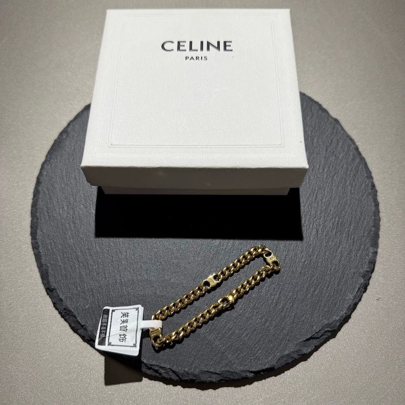 Celine Celine Gold Arc de Triomphe Logo Bracelet-yf Size ONE SIZE - 4 Thumbnail