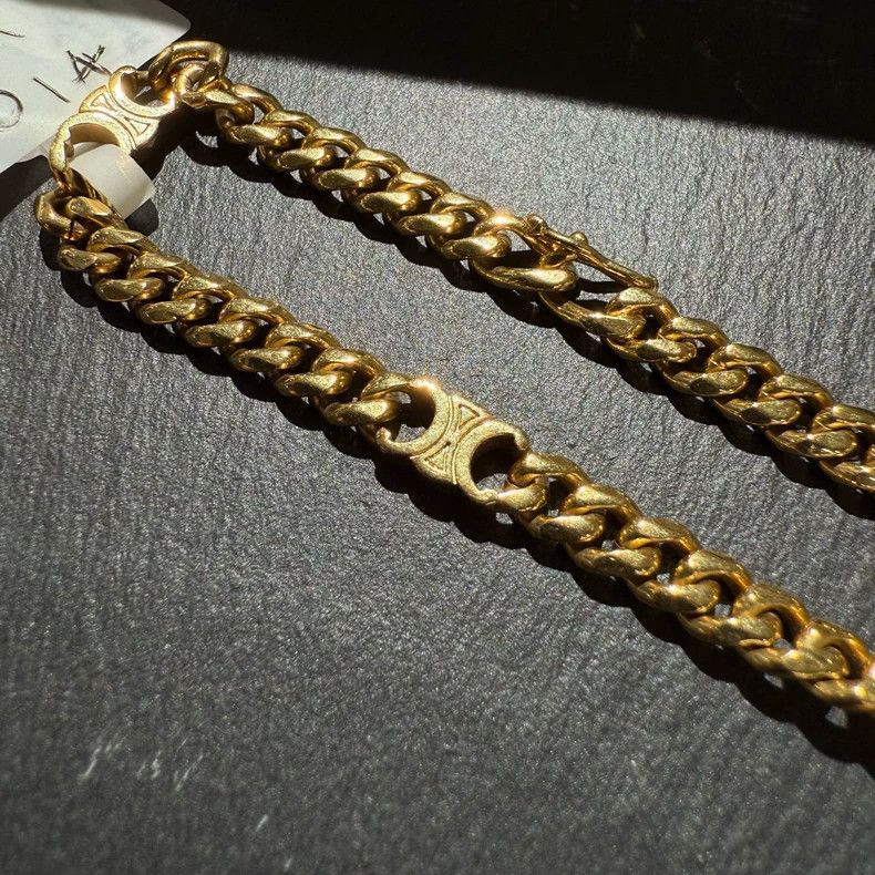 Celine Celine Gold Arc de Triomphe Logo Bracelet-yf Size ONE SIZE - 3 Thumbnail