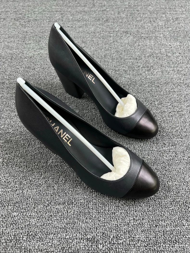Chanel Chanel Black Leather Heels Classic Style-yf Size US 5 / EU 37 - 2 Thumbnail