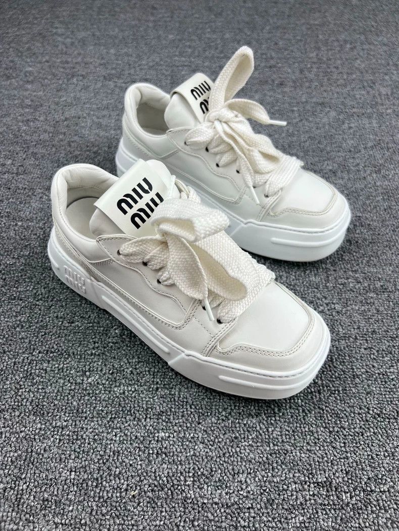 Miu Miu Miu Miu Square-Toe White Sneakers-yf Size US 5 / EU 37 - 2 Thumbnail