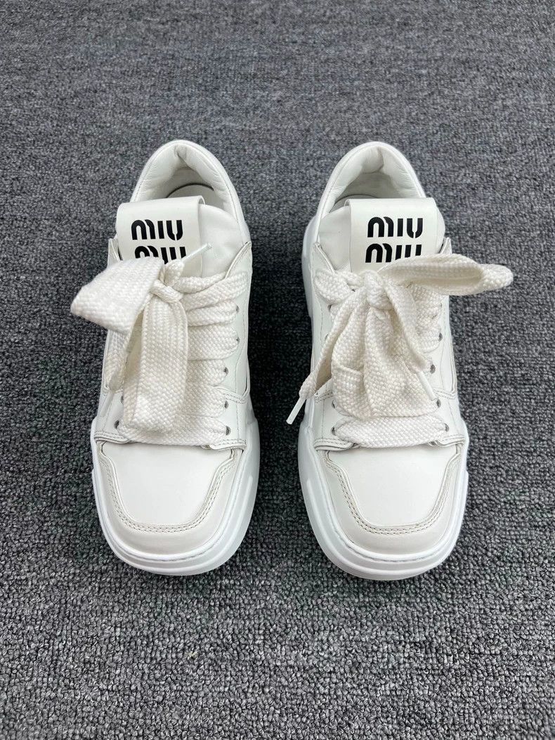 Miu Miu Miu Miu Square-Toe White Sneakers-yf Size US 5 / EU 37 - 3 Thumbnail