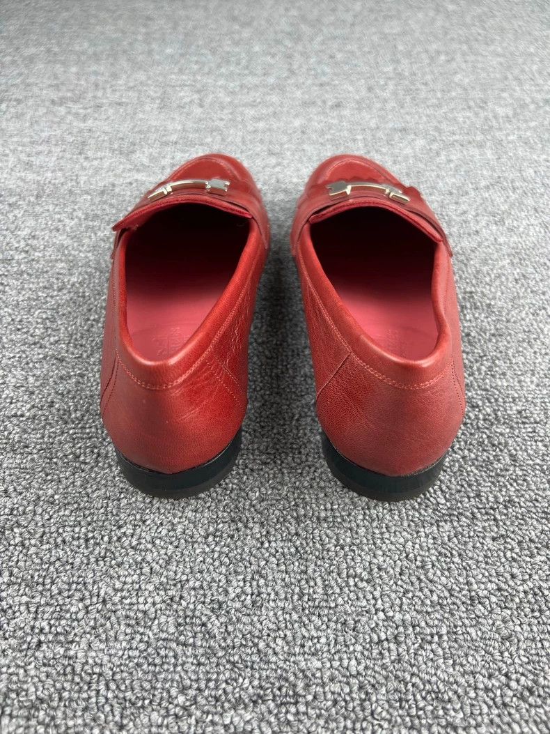 Hermes Hermes Burgundy Leather Loafers-yf Size US 5 / EU 37 - 4 Thumbnail