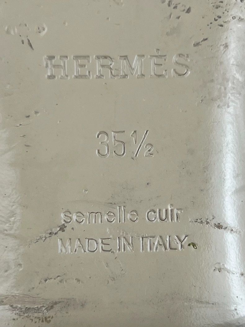 Hermes Hermes Beige Leather Mules with Gold Buckle-yf Size US 5 / EU 37 - 6 Thumbnail