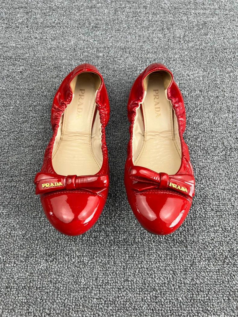 Prada Prada Red Bow Ballet Flats-yf Size US 6.5 / EU 39-40 - 3 Thumbnail
