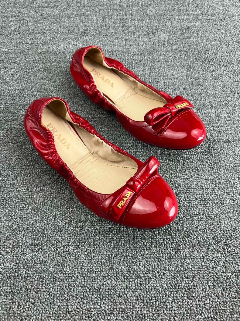 Prada Prada Red Bow Ballet Flats-yf Size US 6.5 / EU 39-40 - 2 Thumbnail