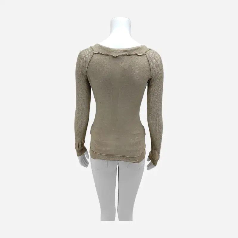 Louis Vuitton Louis Vuitton Beige Silk Long Sleeve Top 0089 Size S / US 4 / IT 40 - 2 Thumbnail