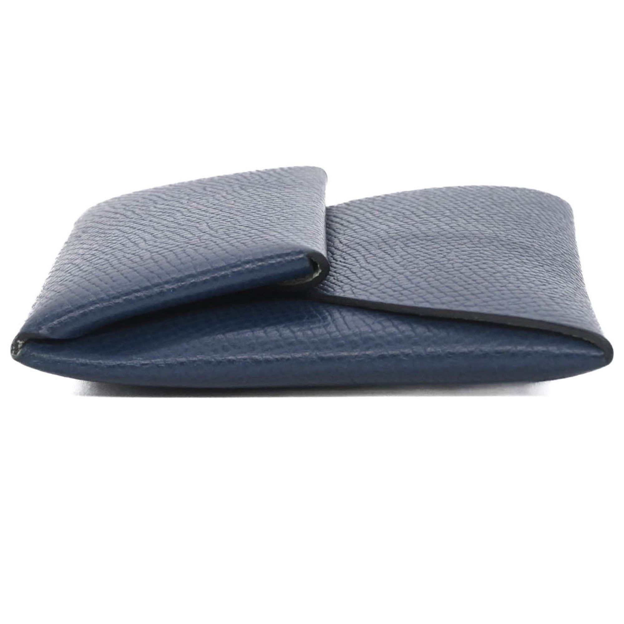 Hermes HERMES Bastia Wallet/Coin Case Verso Epsom Leather, Navy and Light Green Two-Tone, Women's #W Size ONE SIZE - 7 Thumbnail